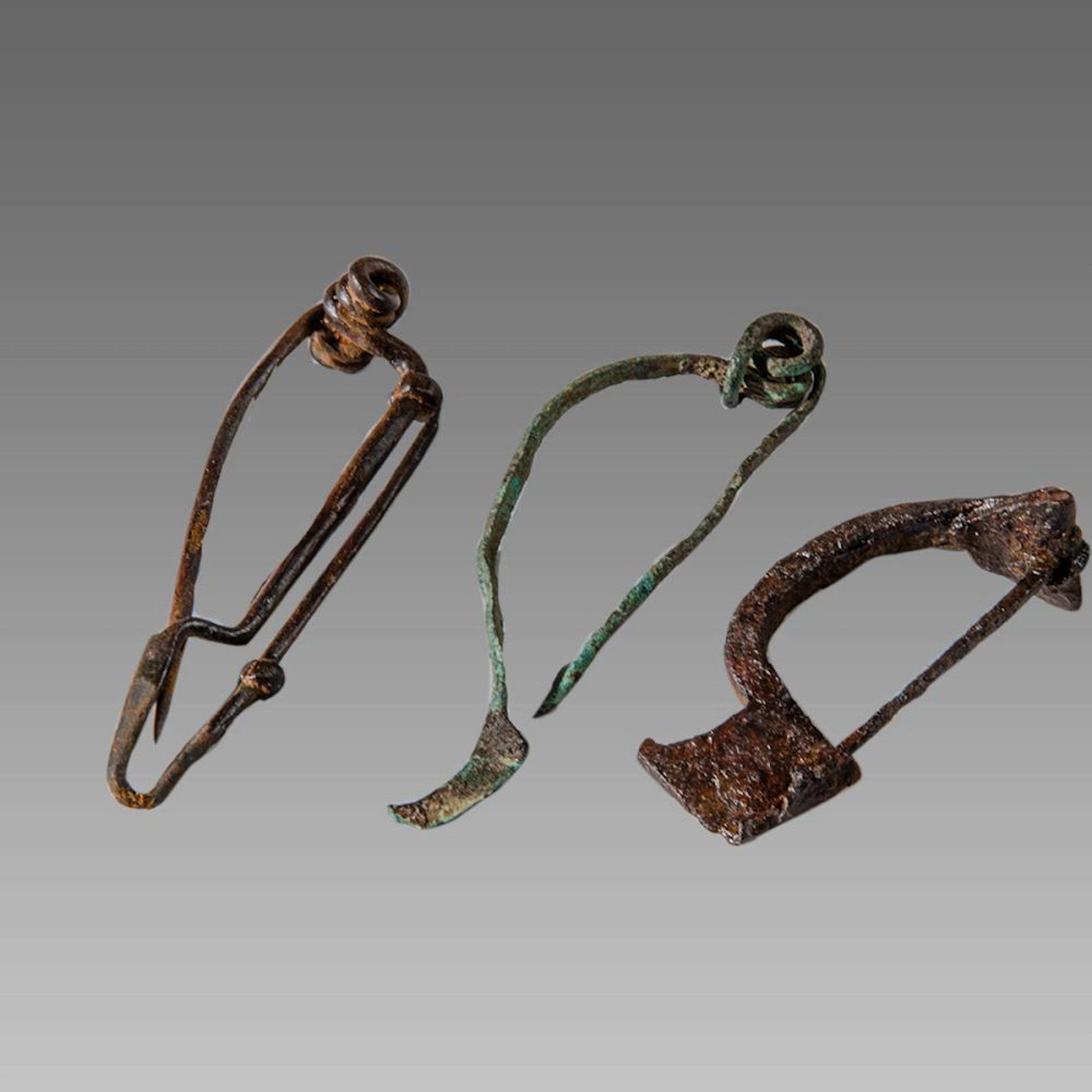 Lot of 3 Ancient Roman Bronze, Iron Fibula c.1st-4th century AD.