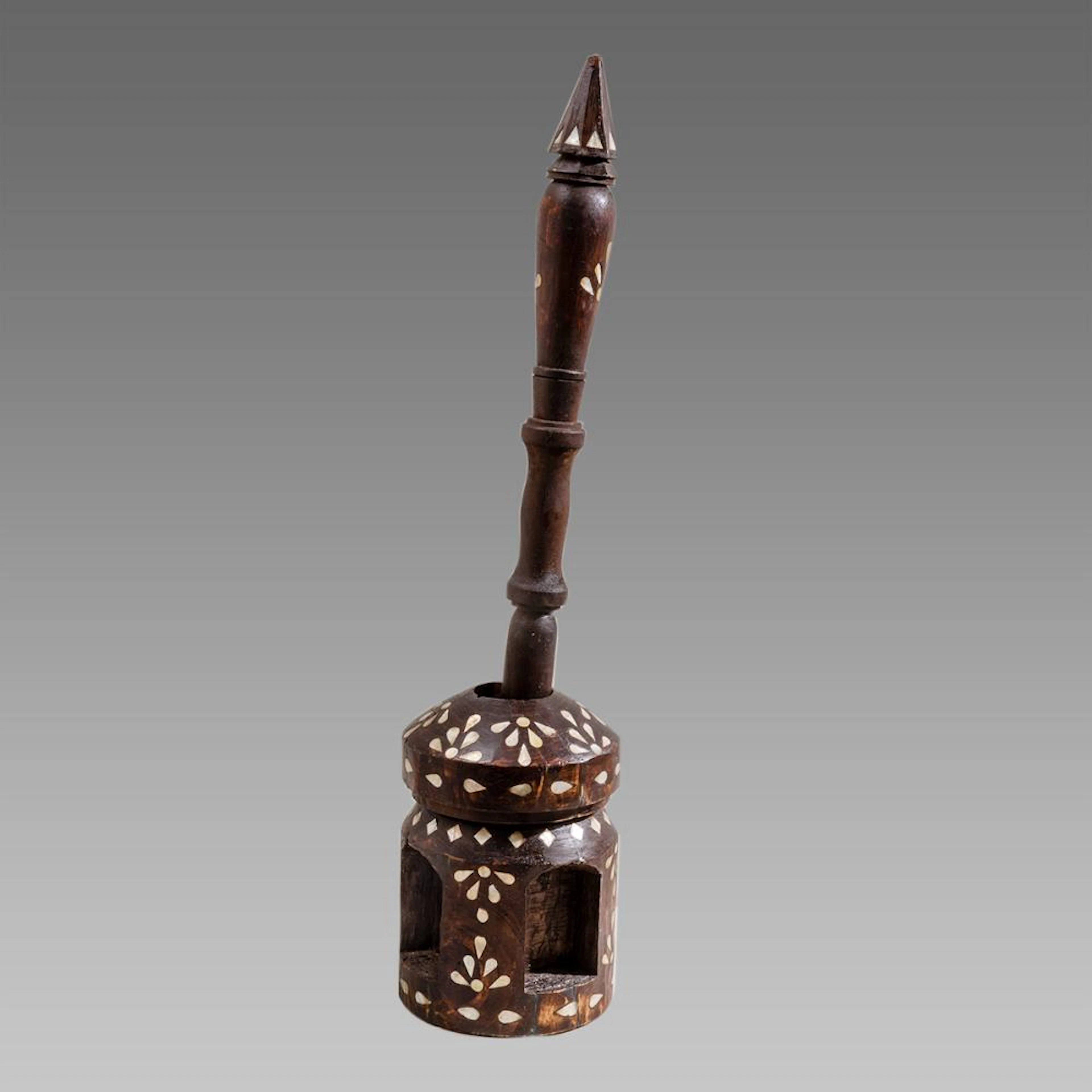 Middle Eastern Syria, BEDOUIN MIHBAJ WOOD MORTAR W PESTLE, COFFEE GRINDER .