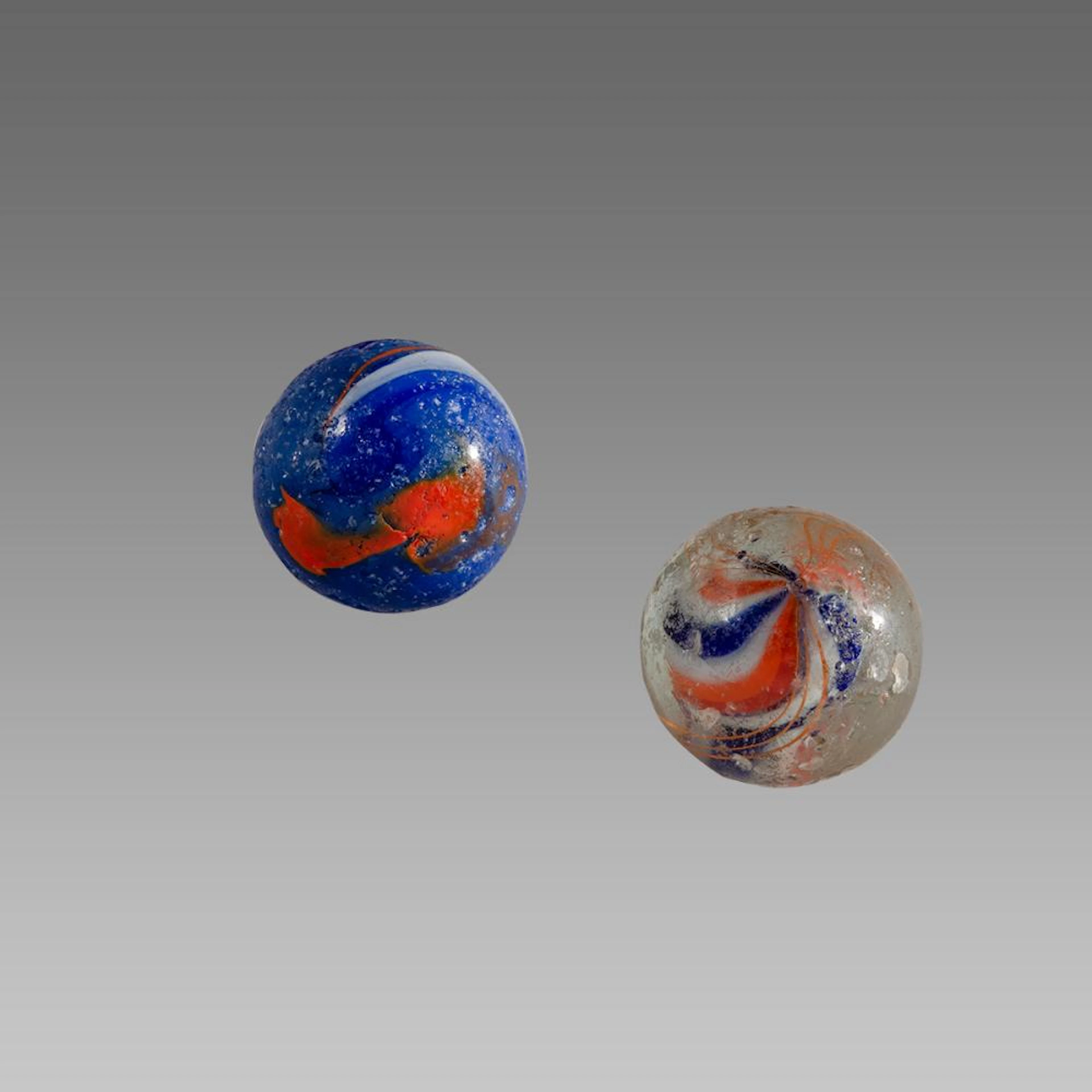 Lot of 2 Vintage Glass Marble. Size 1 3/8 inch diameter.