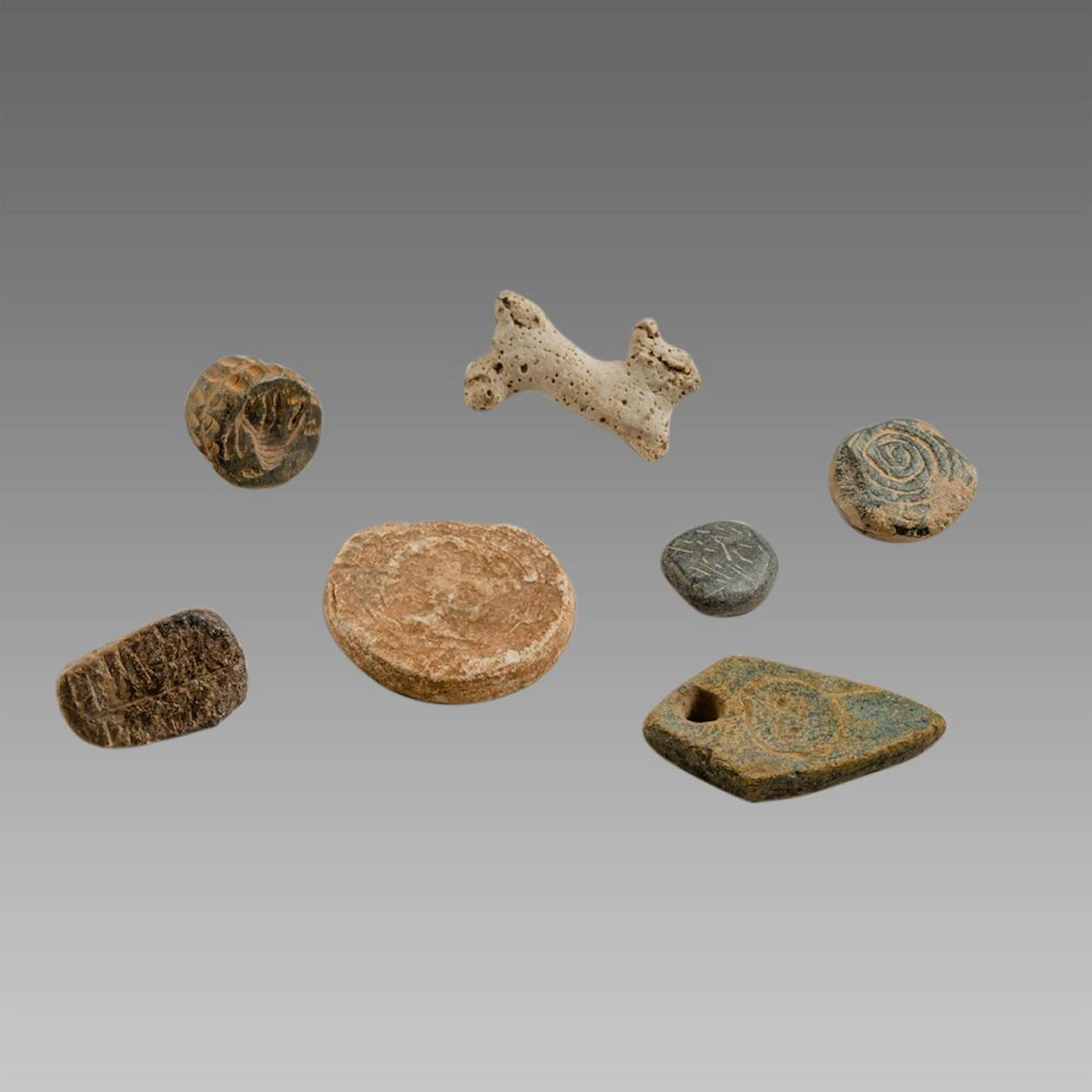 Lot of 7 Ancient Mesopotamian stone Amulets c.600 BC.
