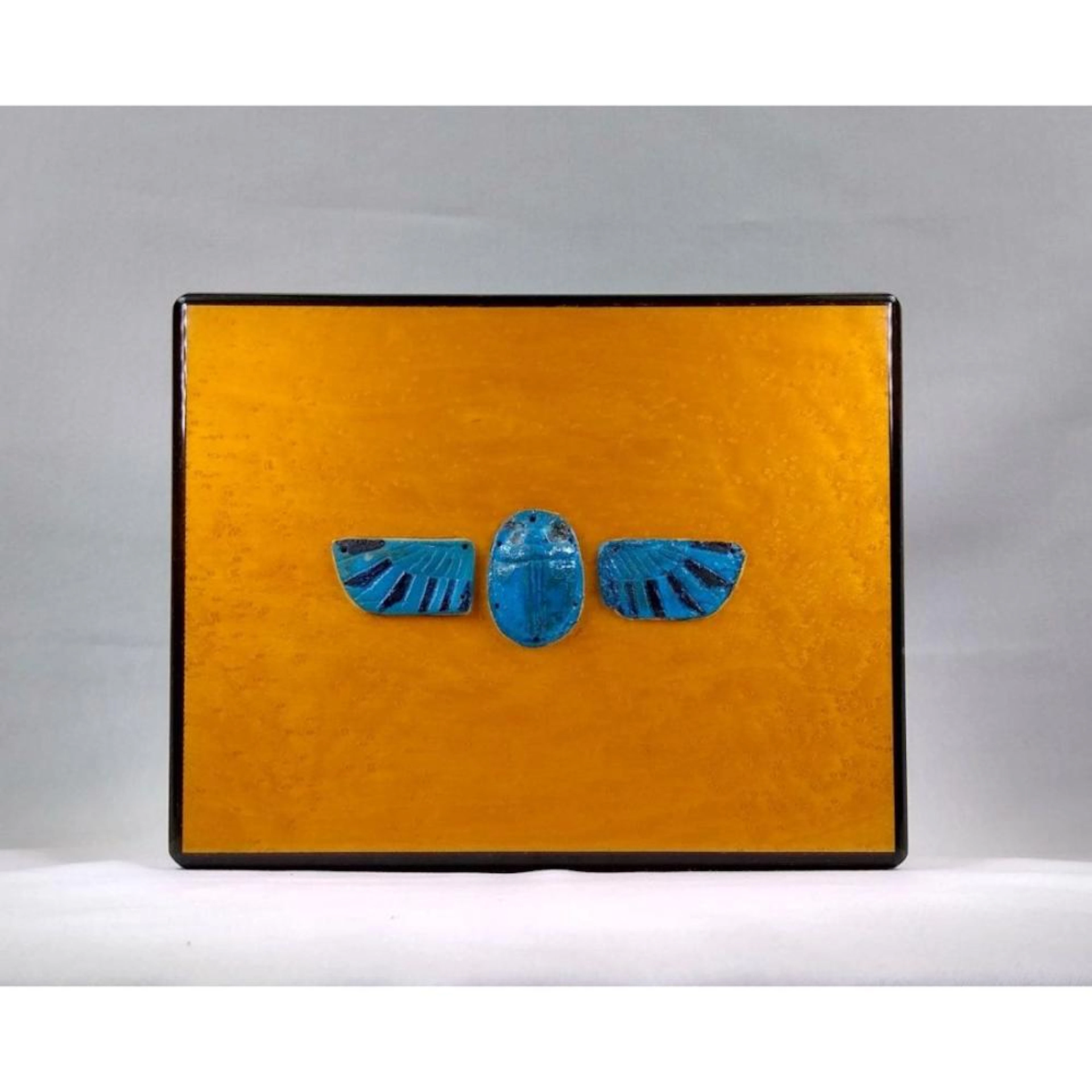 Ancient Egyptian blue Faience winged scarab Ex Royal...