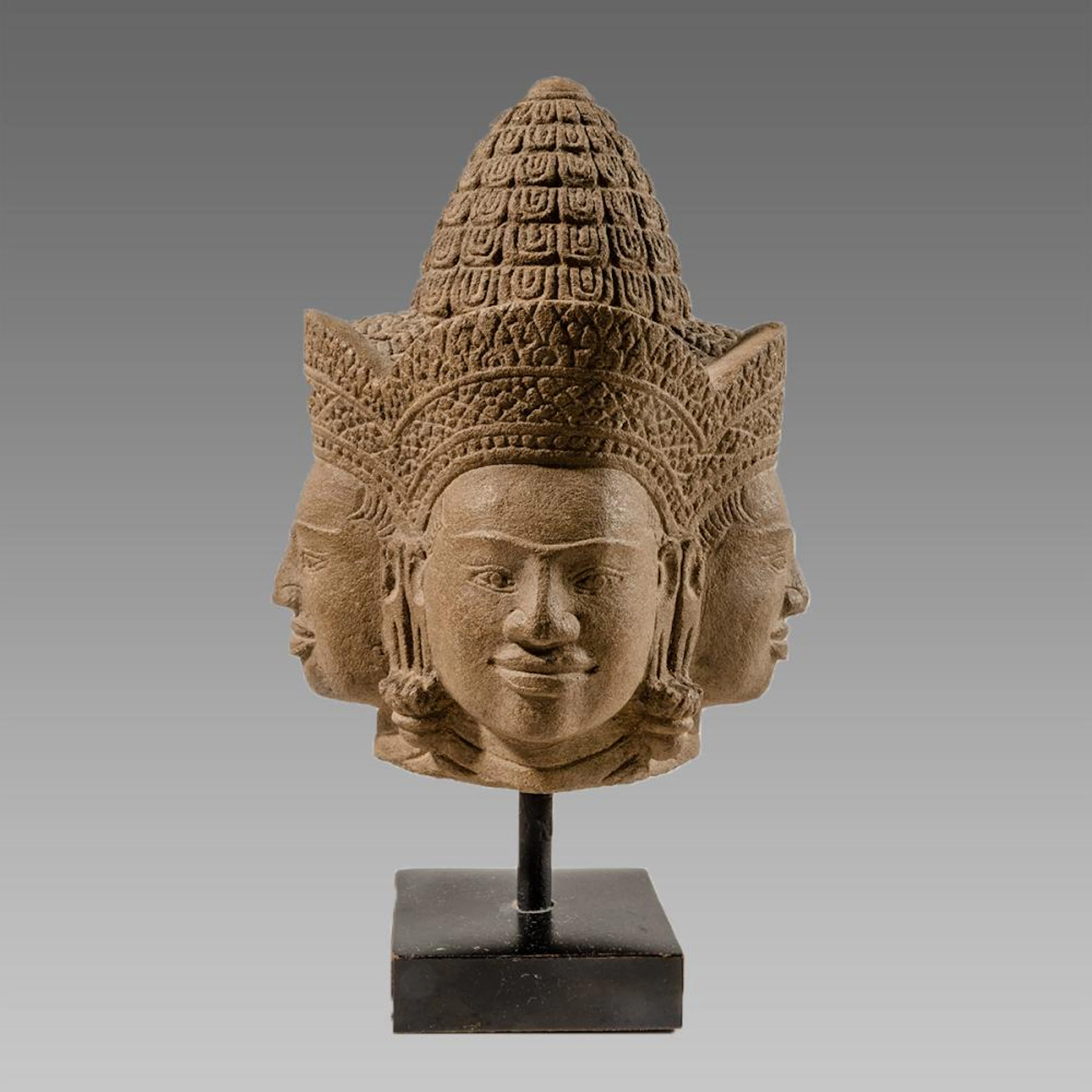 KHMER Sandstone head of a deity.