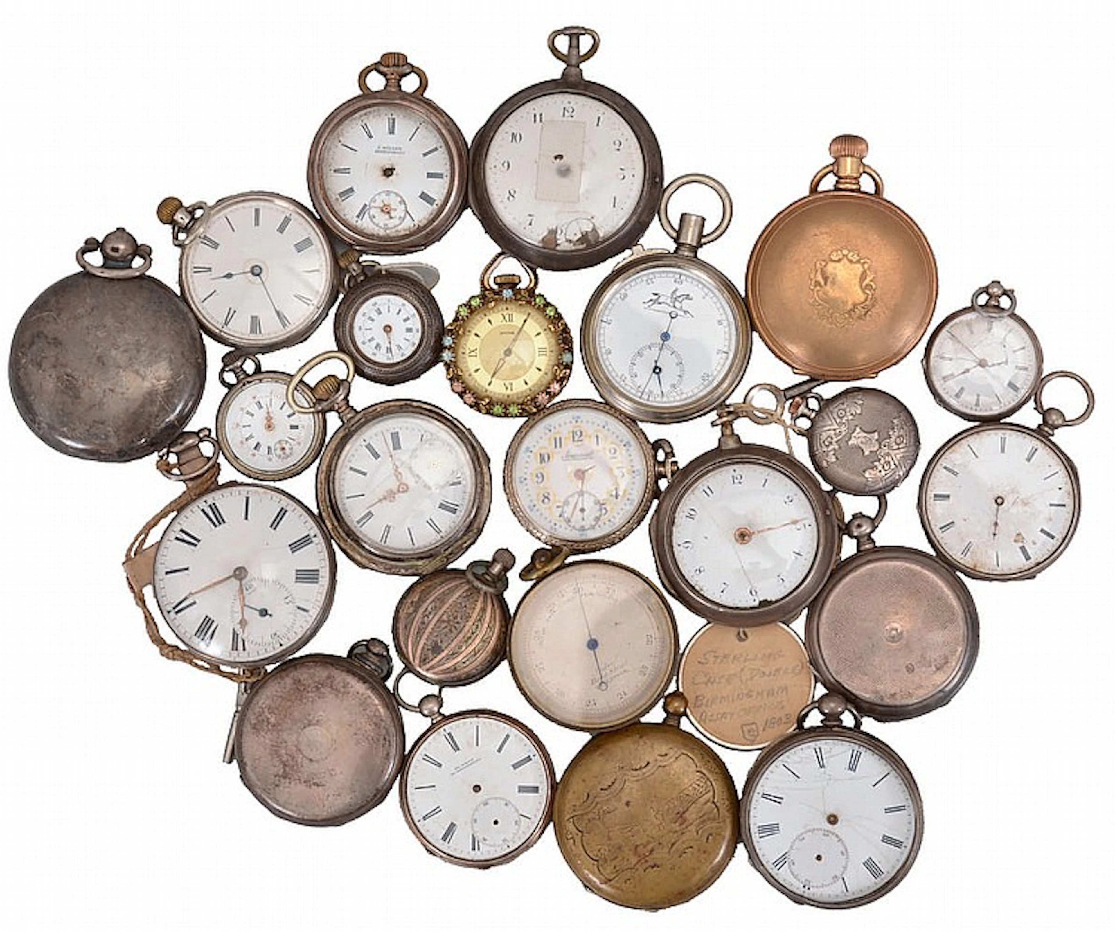 Pocket watches- 22 (Twenty two). English, Swiss and one American, three wit
