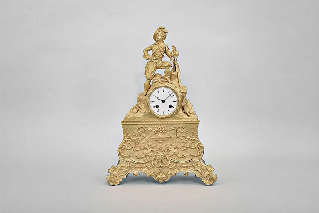 Ormolu mantel clock with pirate figure