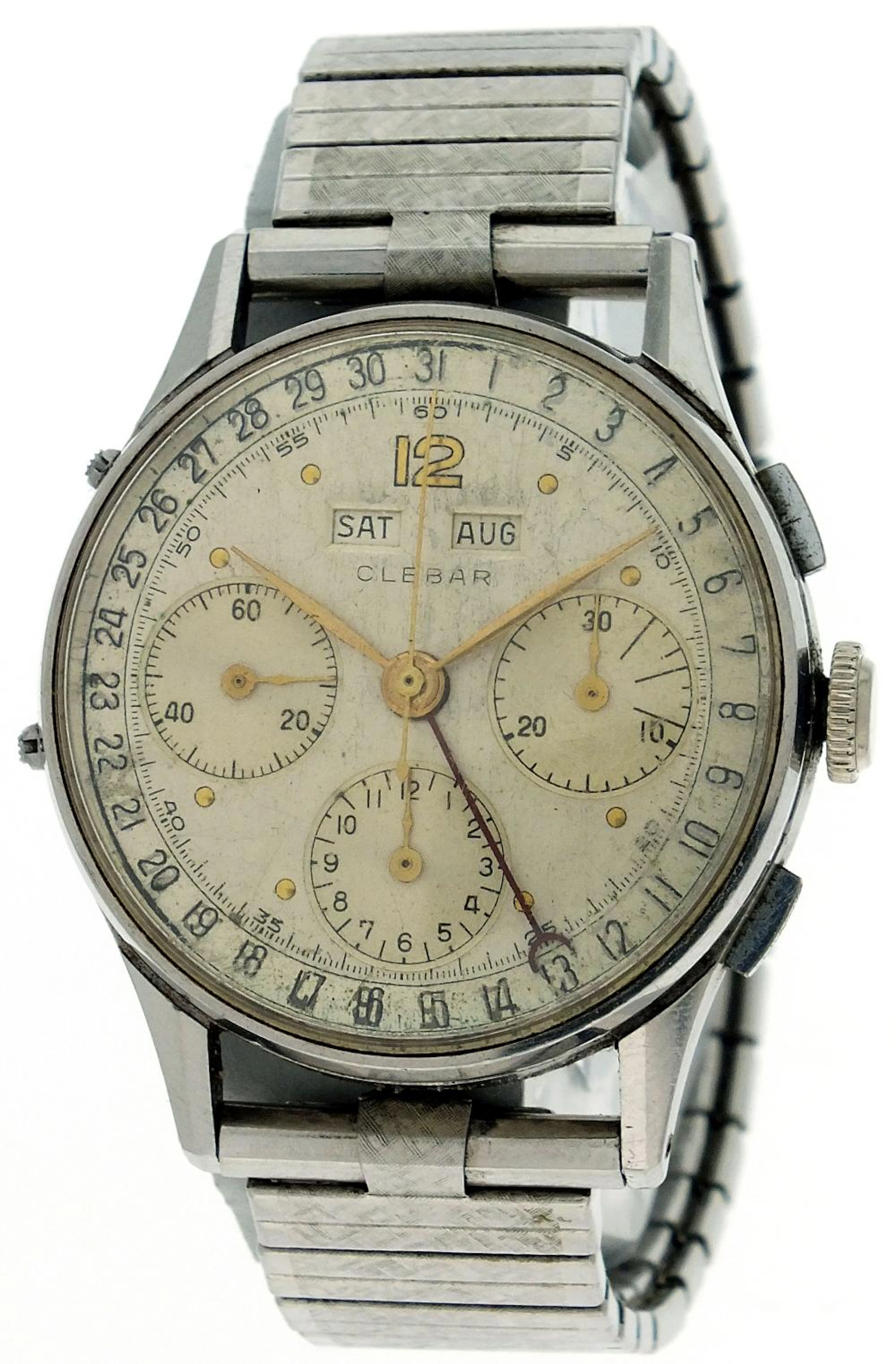 Clebar wrist chronograph with triple date and Valjoux 72C movement
