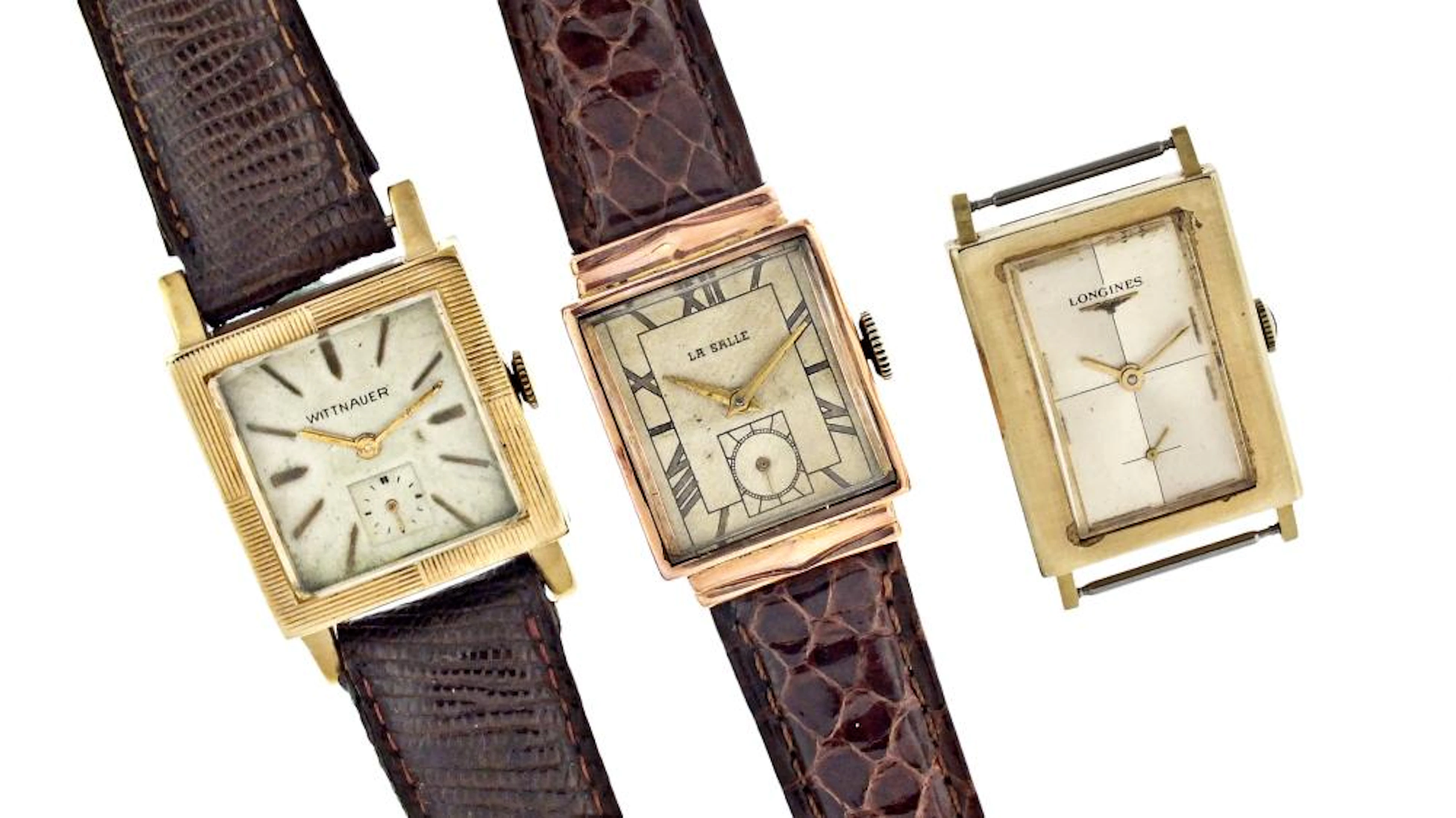 Lot of three gold wrist watches