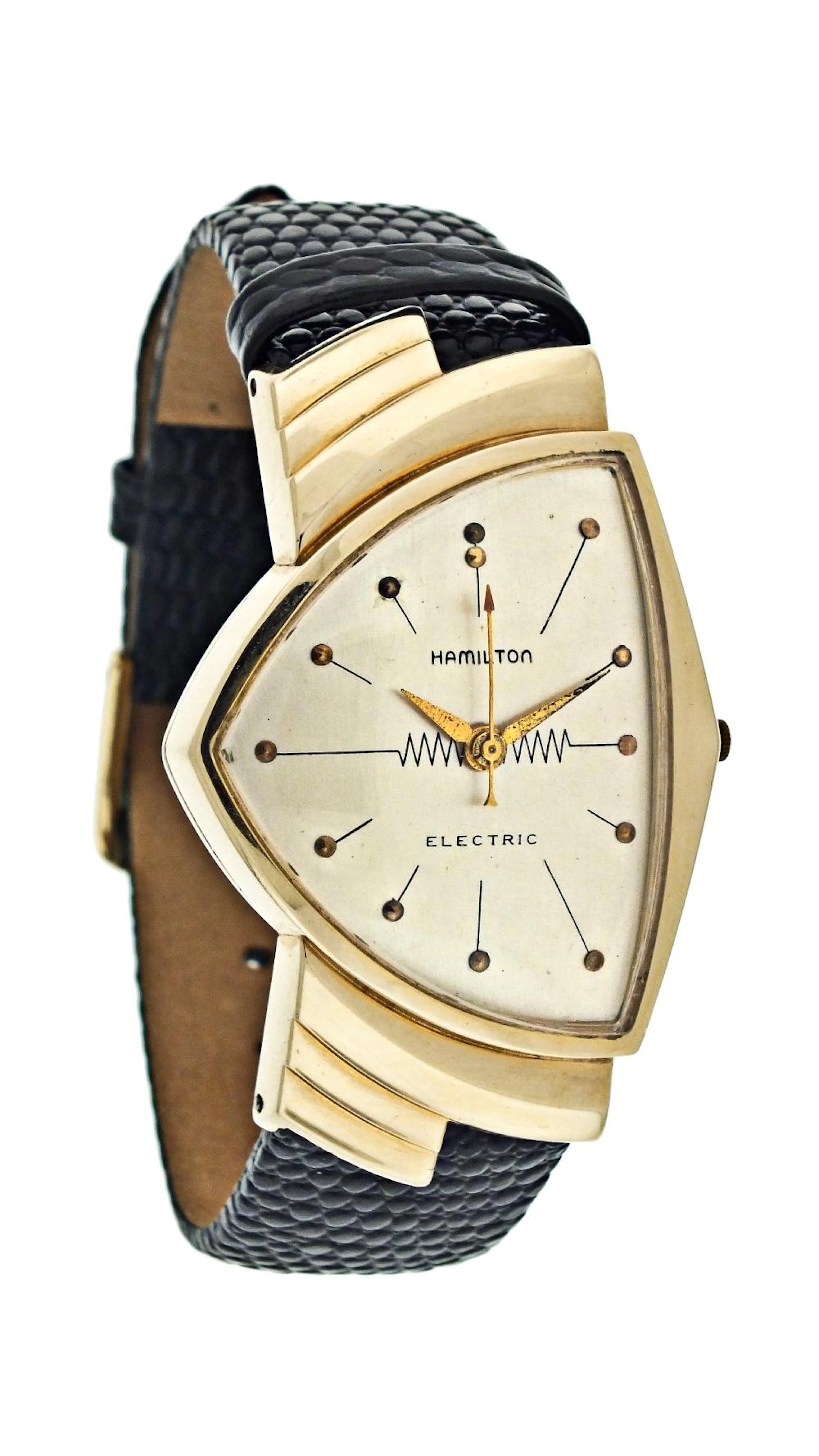 A gold Hamilton electric Ventura wrist watch
