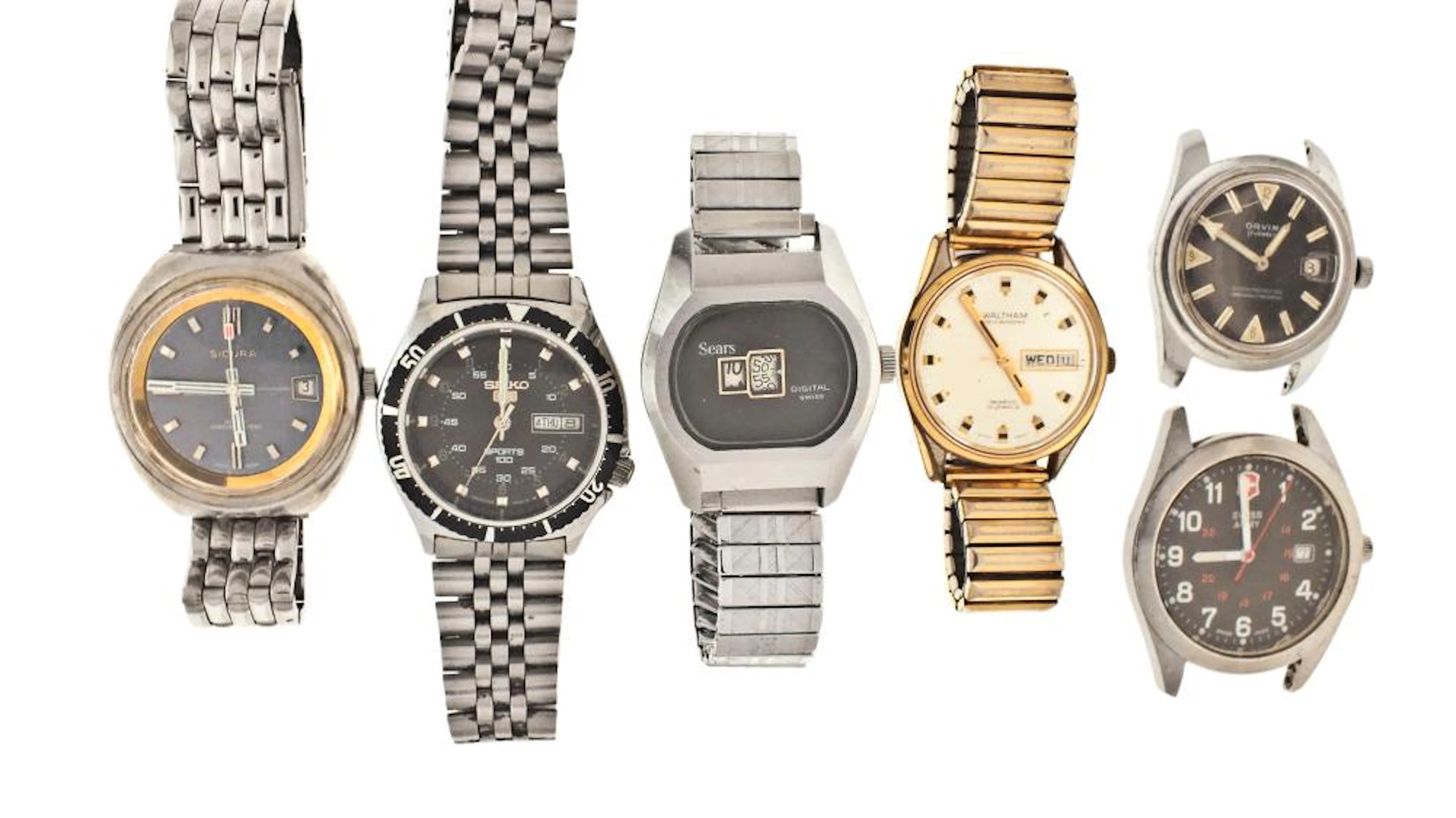 A lot of ten wrist watches