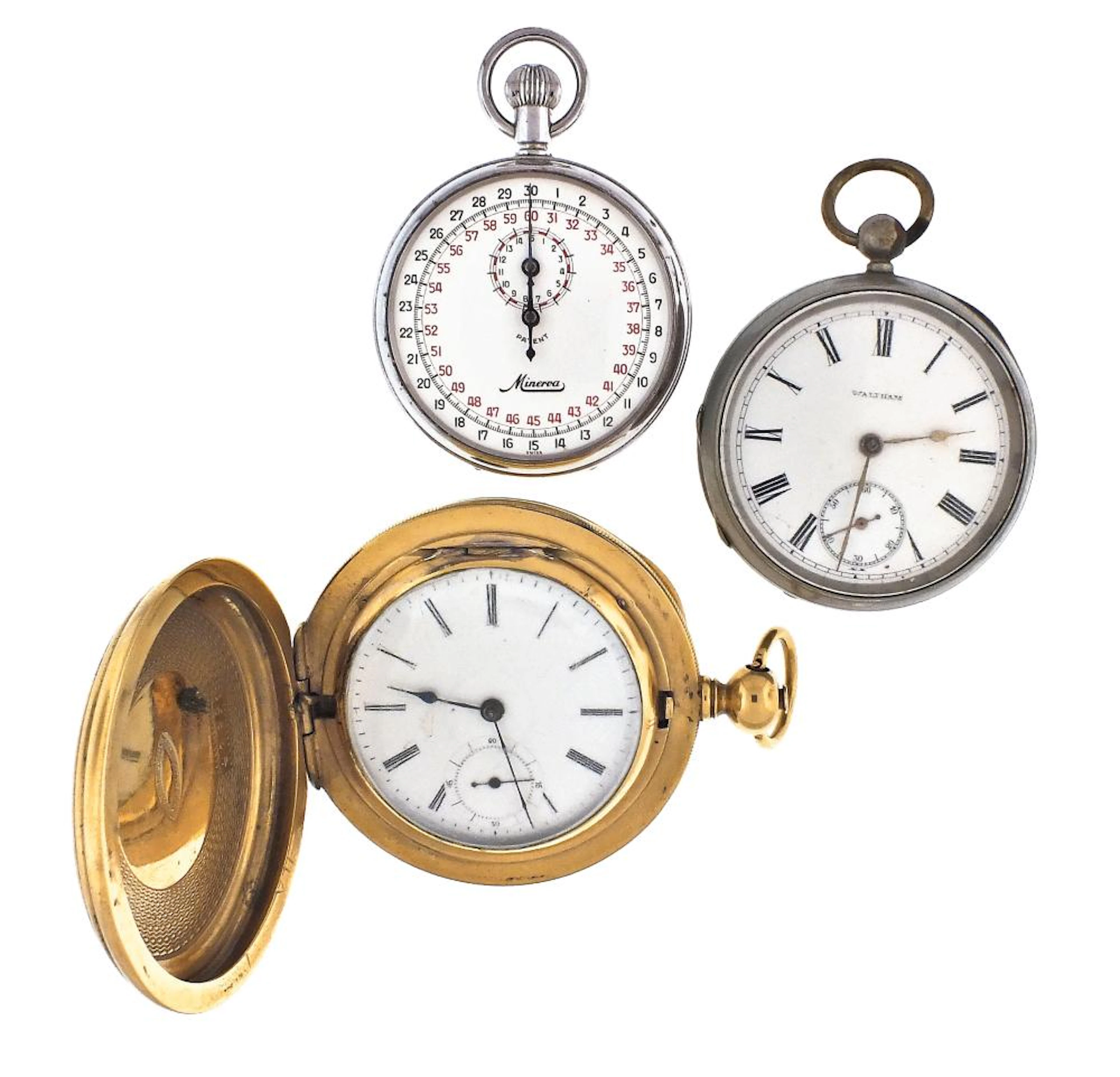 Lot of three pocket watches, chains and watch keys