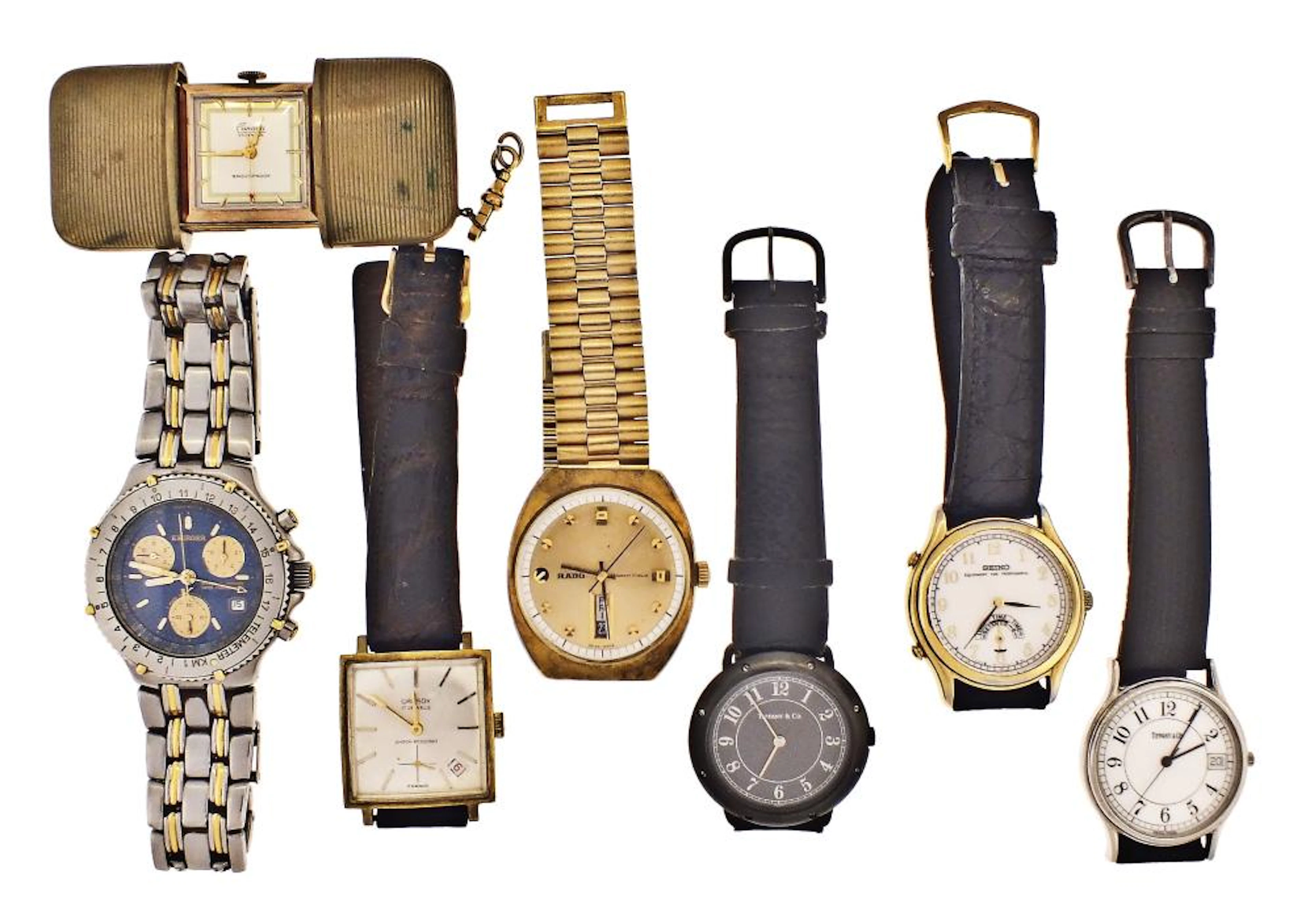 A lot of seven watches including two signed Tiffany & Co.