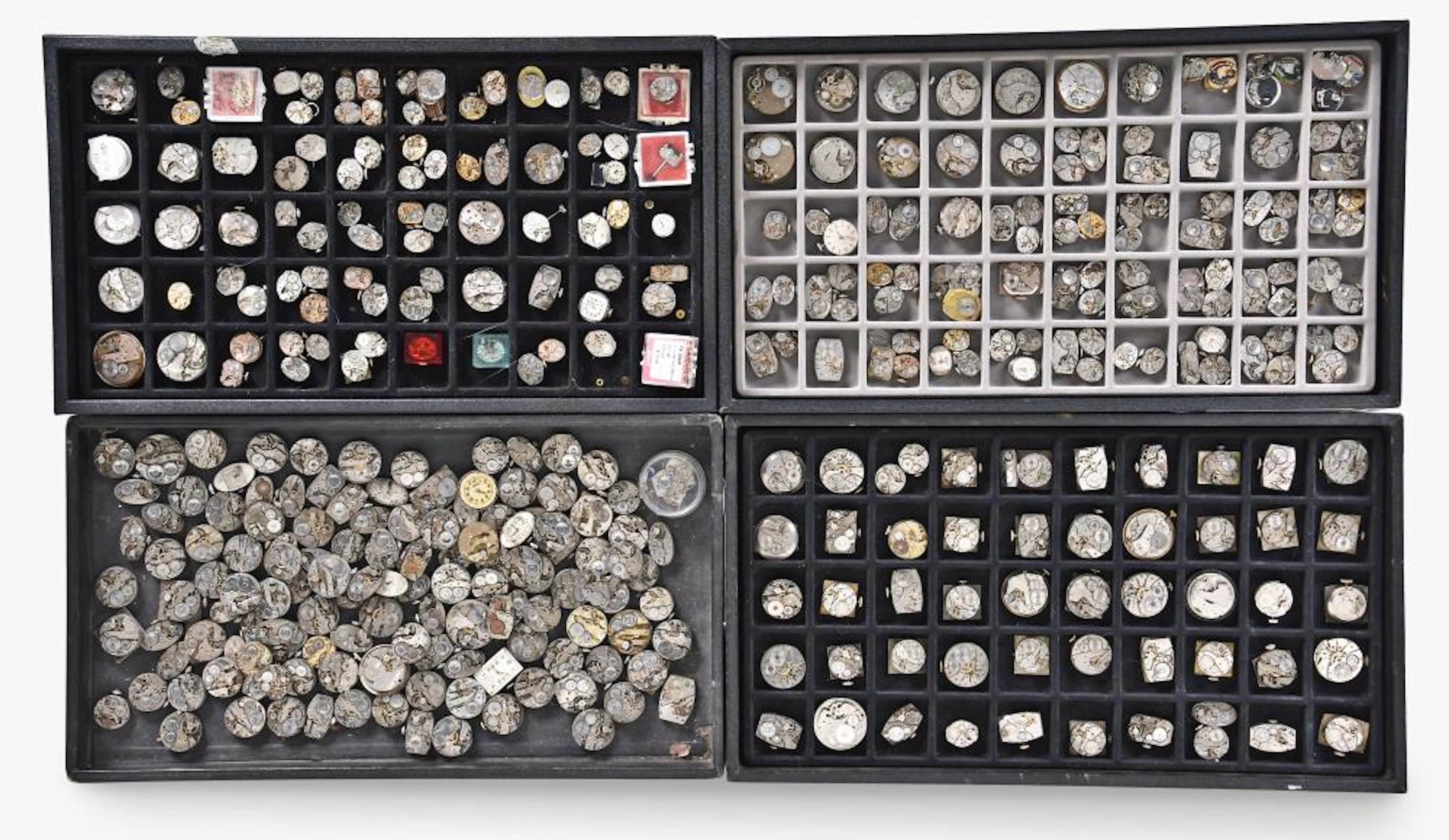 A large lot of wrist watch movements
