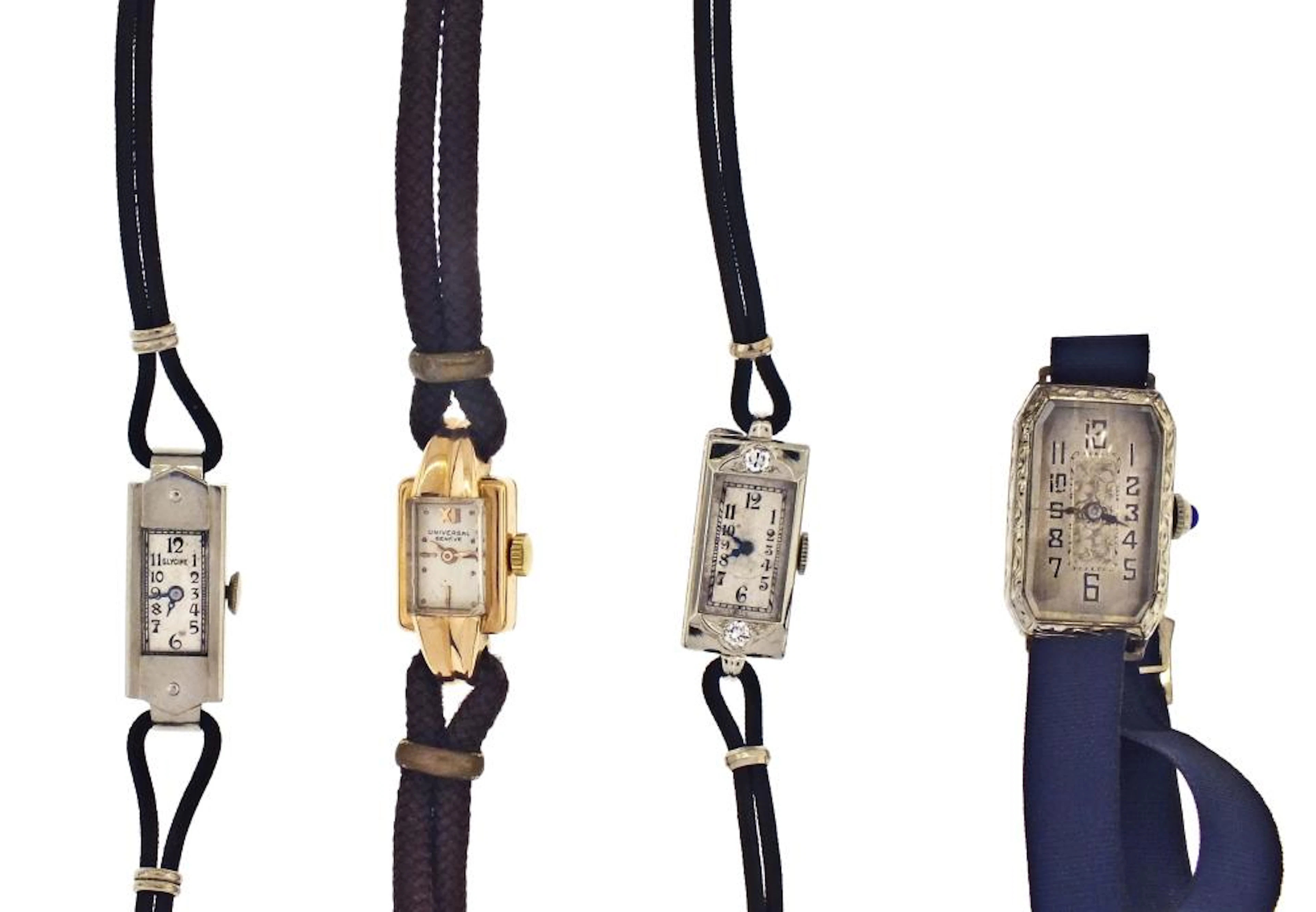 A lot of four lady's 18 karat gold wrist watches