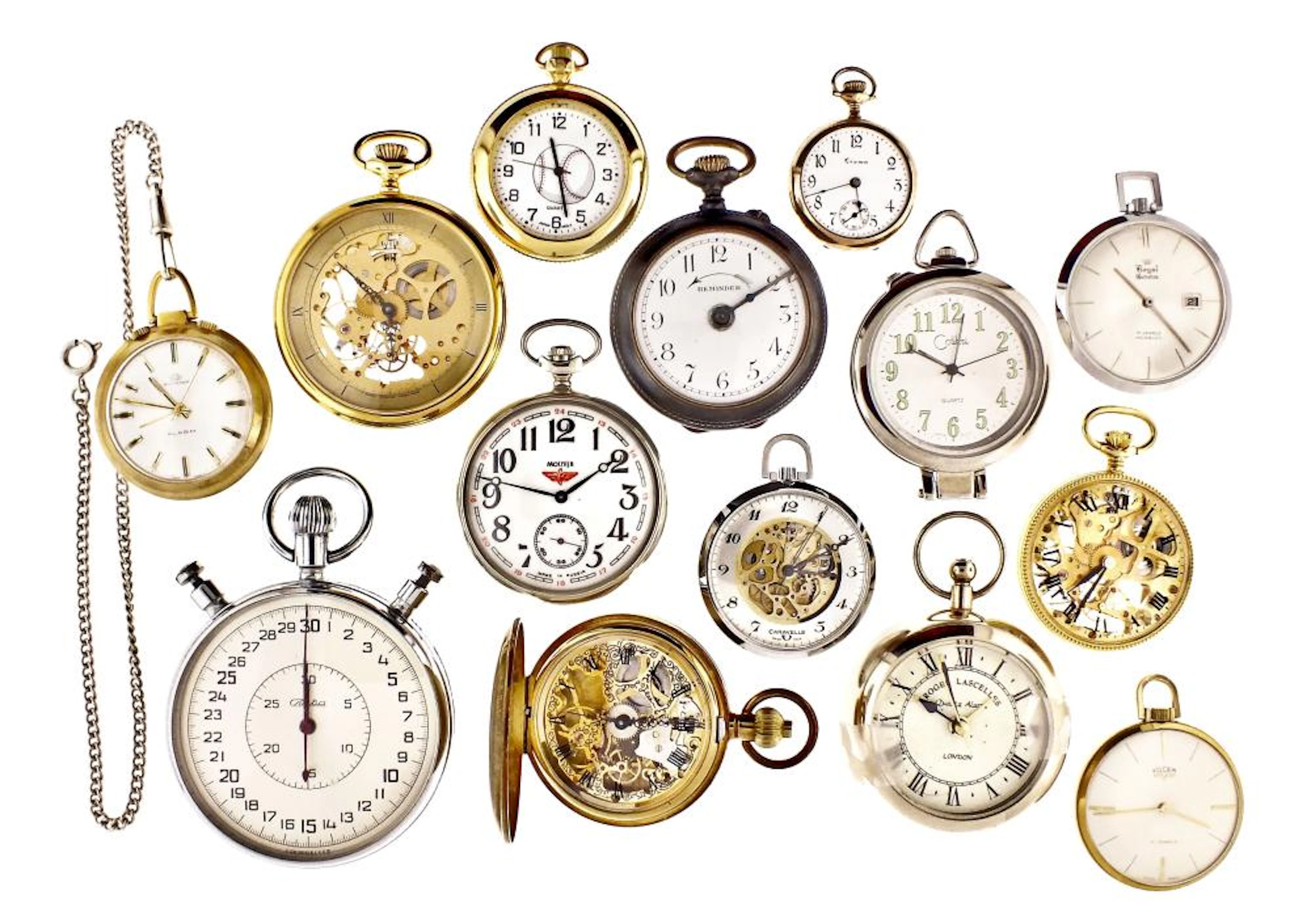A lot of fourteen quartz and mechanical pocket watches