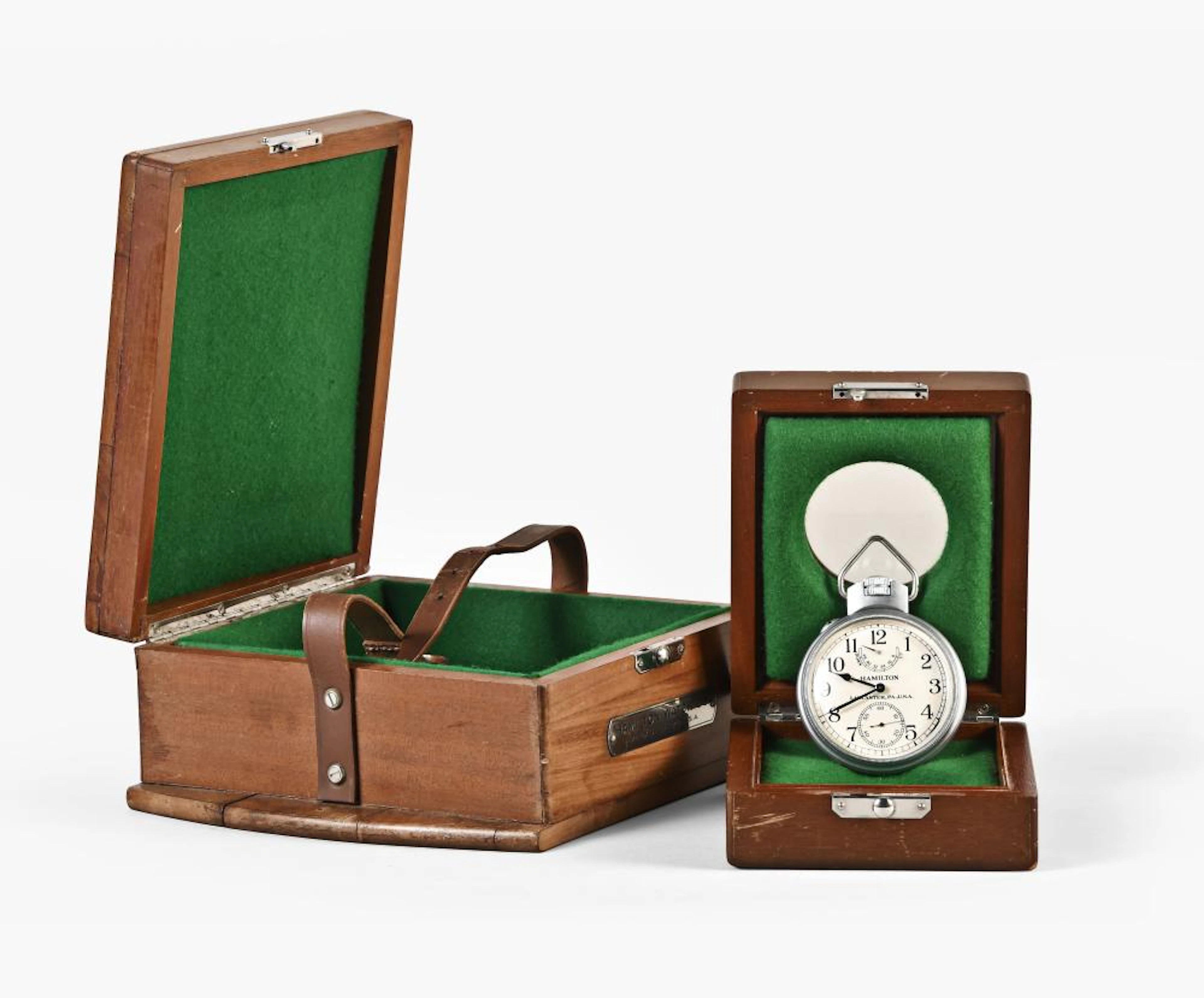 A boxed Hamilton model 22 chronometer watch for the U.S. Army