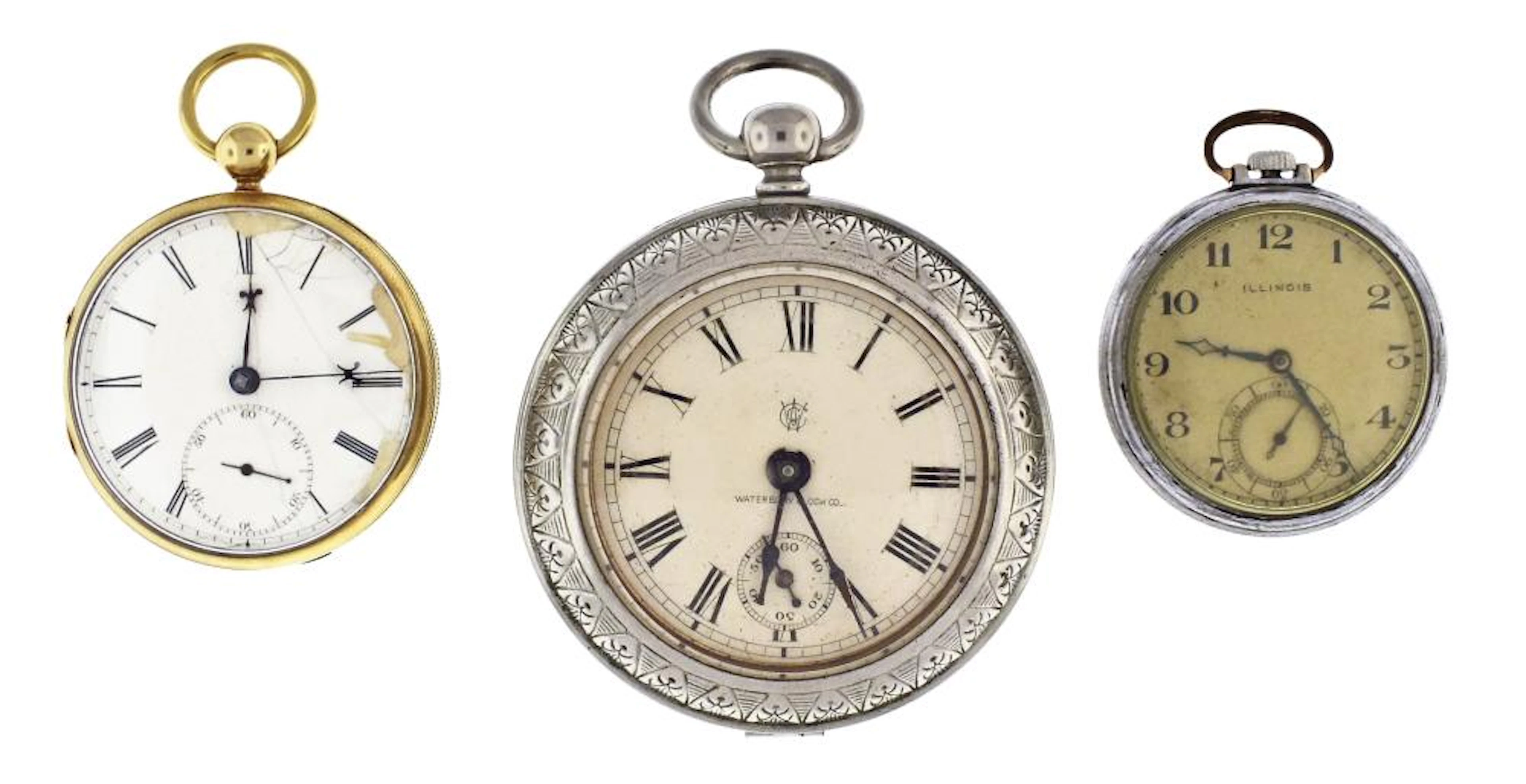 An English mid 19th century 18 karat gold pocket watch and two others
