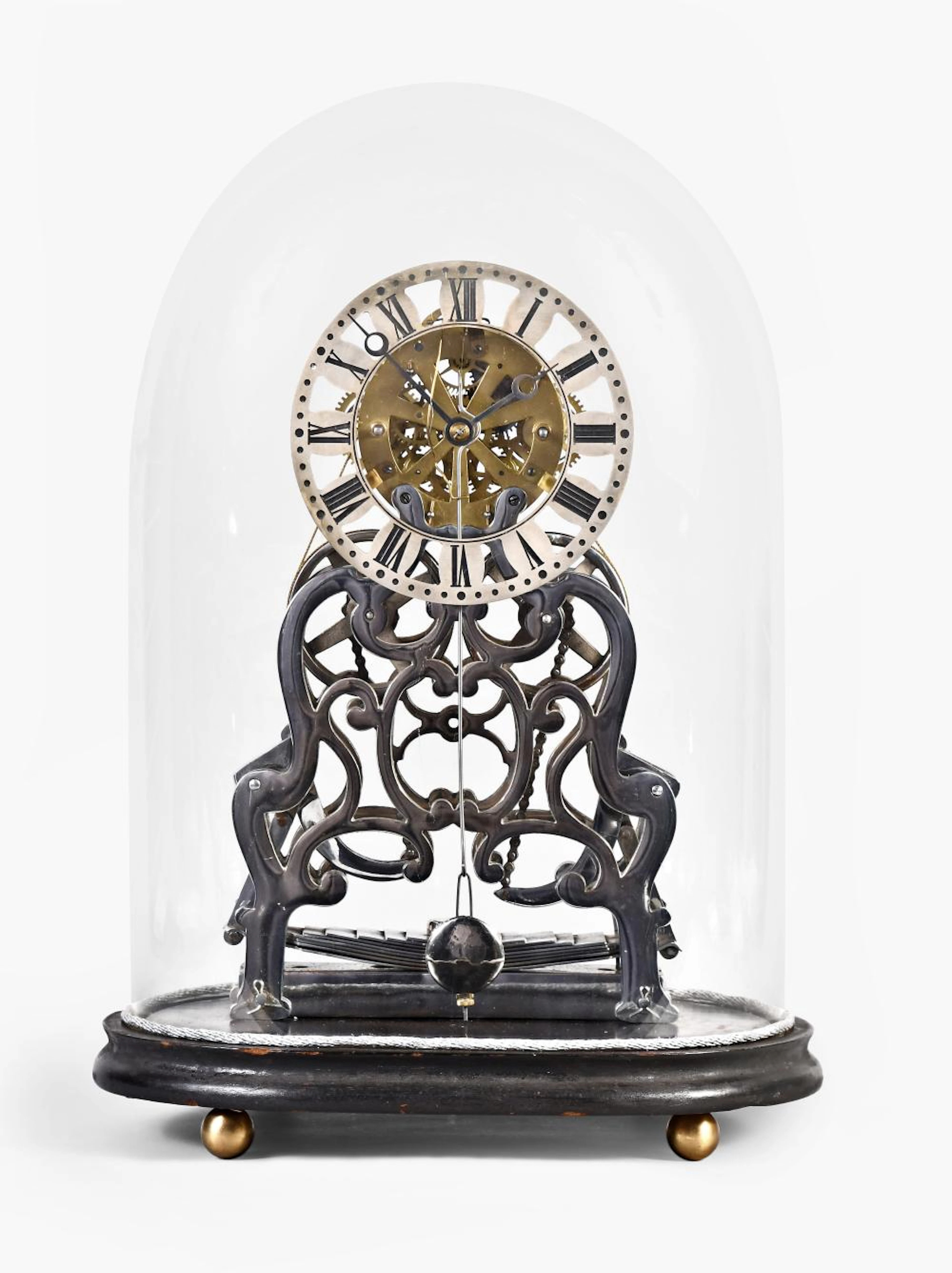 A nickel plated Atkins, Whiting & Co. 30 day wagon spring movement with dome