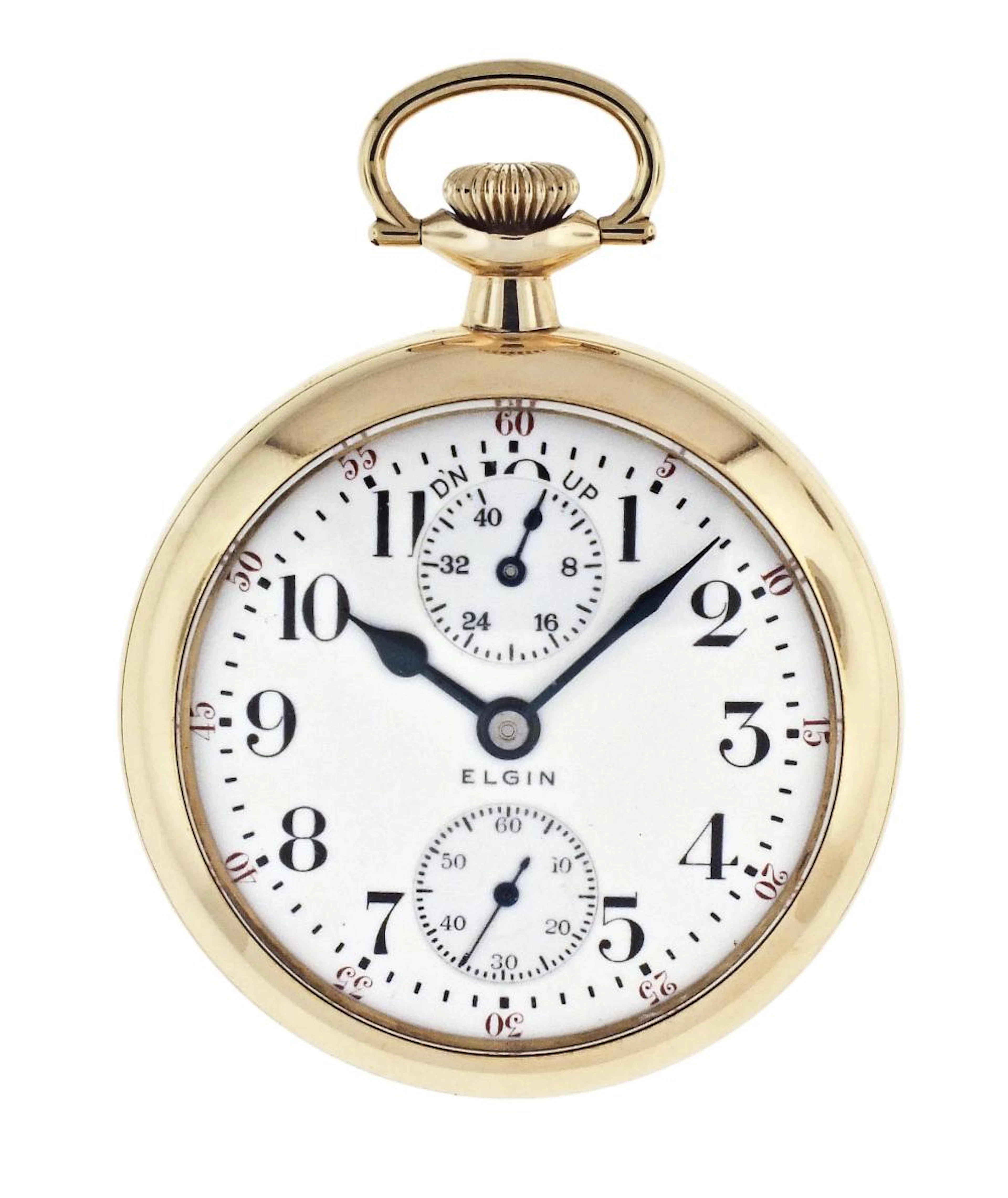 An 18 size Elgin B.W. Raymond pocket watch with wind indicator