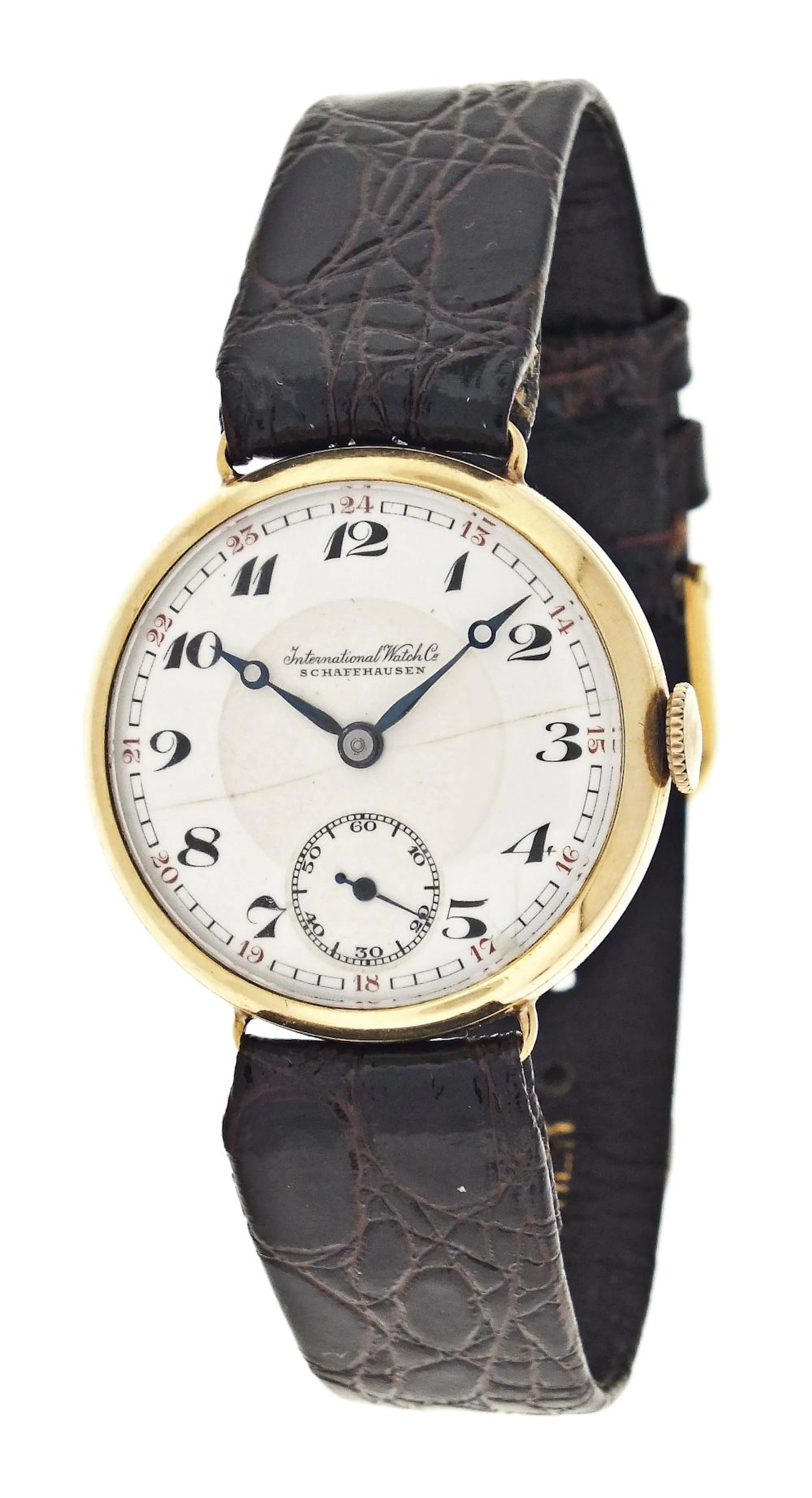 An early 20th century 18 karat gold IWC wrist watch