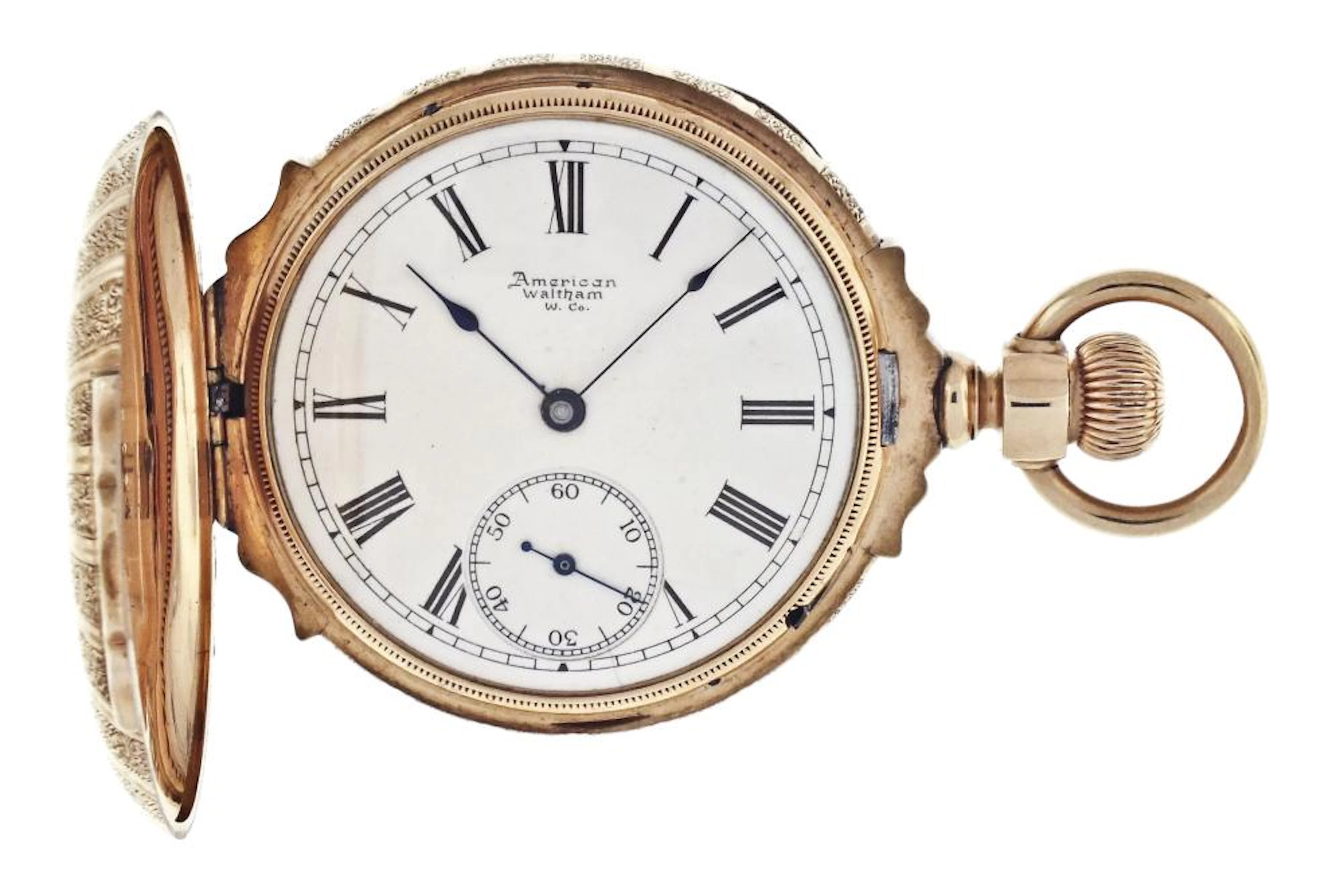A 16 size Waltham model 1872 pocket watch with 14 karat gold box hinge case