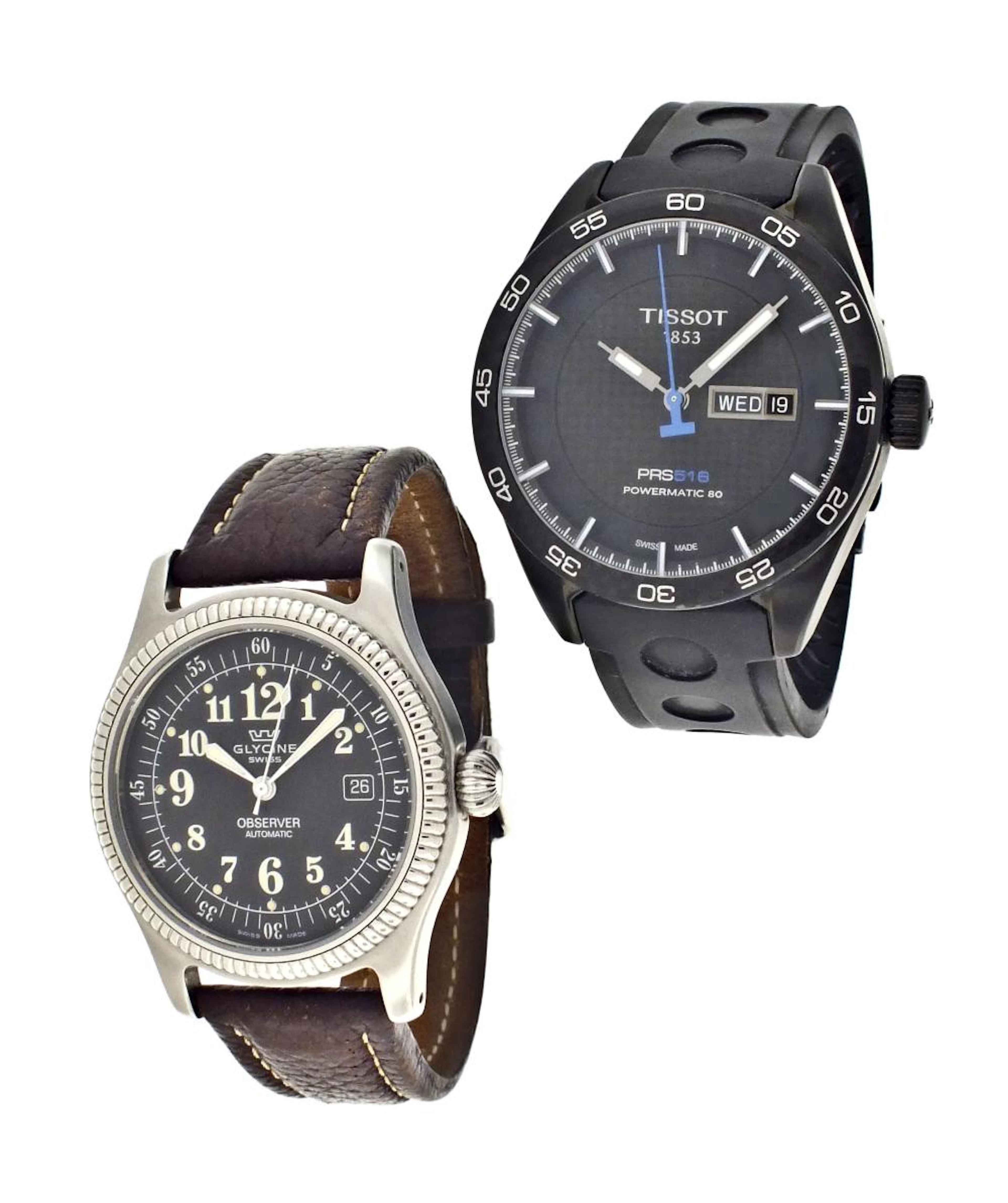 A lot of two wrist watches by Tissot and Glycine