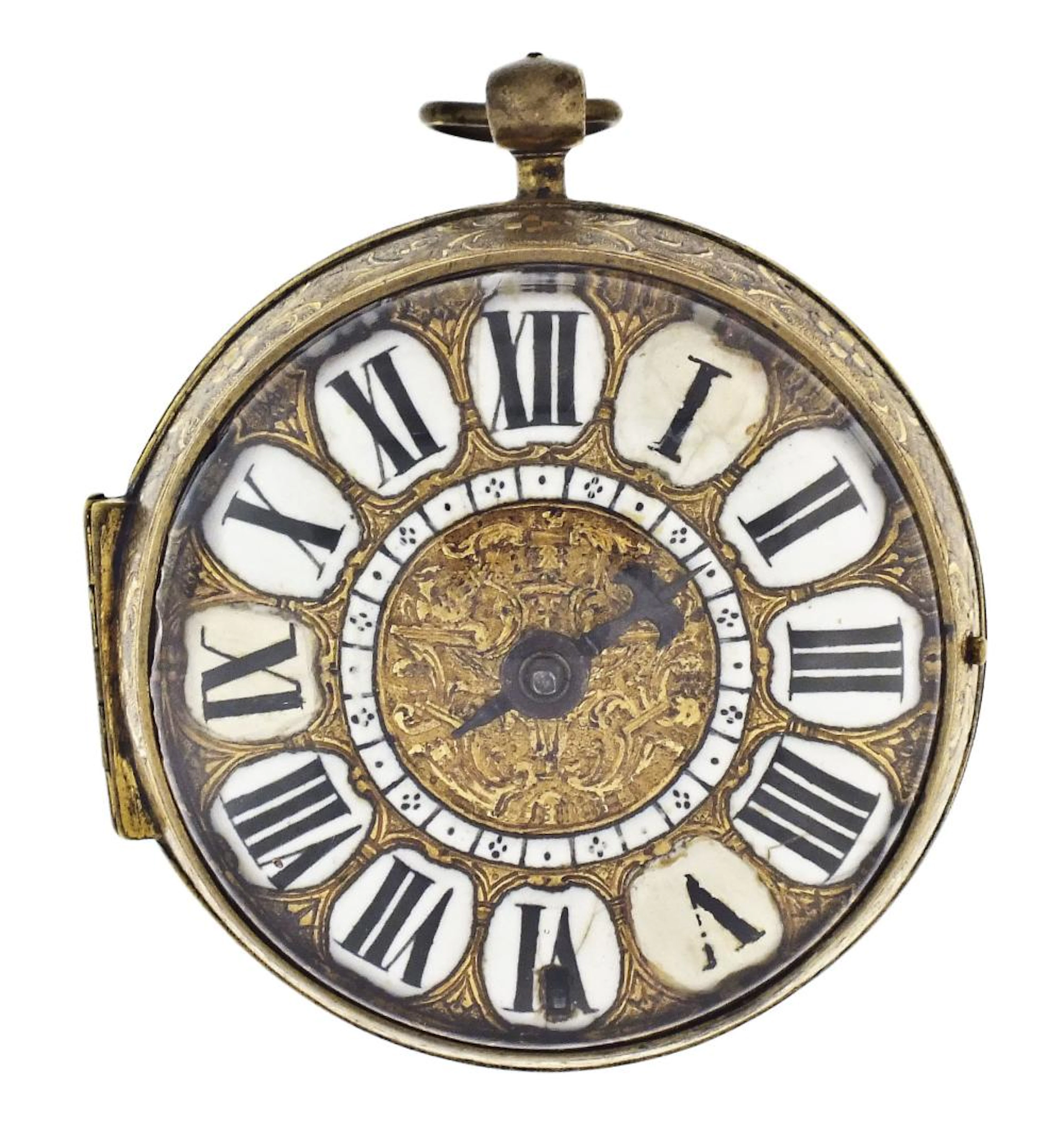 An early 18th century French oignon pocket watch signed Marche a Roue