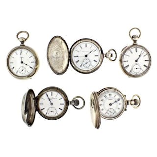 Lot 702. A lot of five American pocket watches