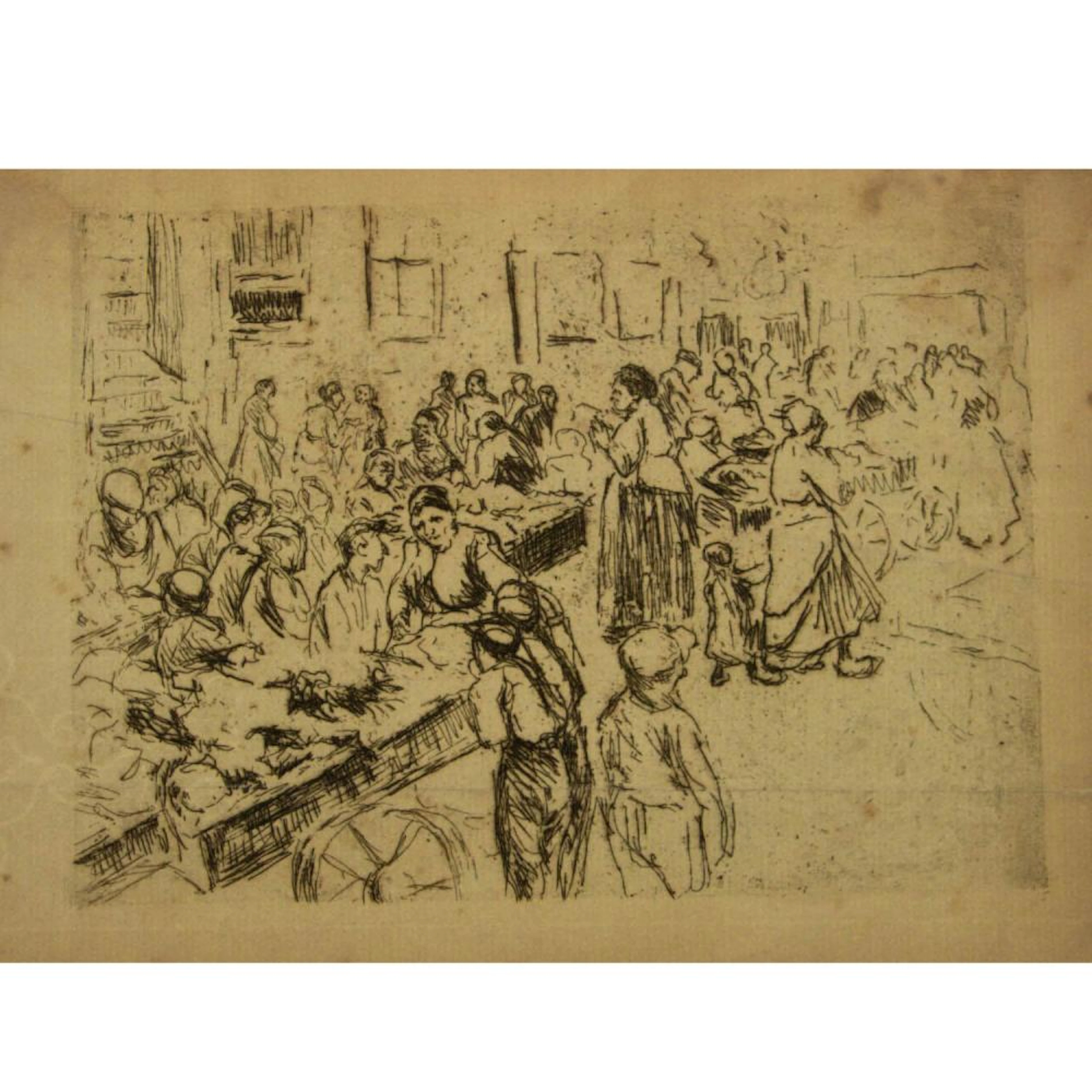 Max Liebermann - Jewish Quarter in Amsterdam, Etching.