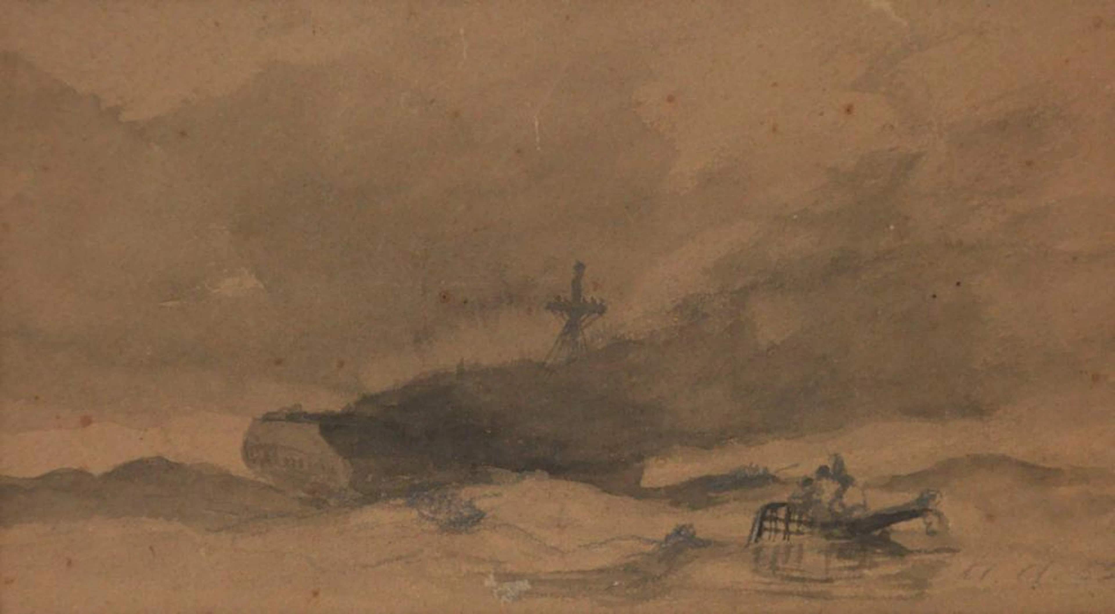 Andreas Achenbach (German, 1815-1910) - Seascape, Watercolor on Paper, 1855.