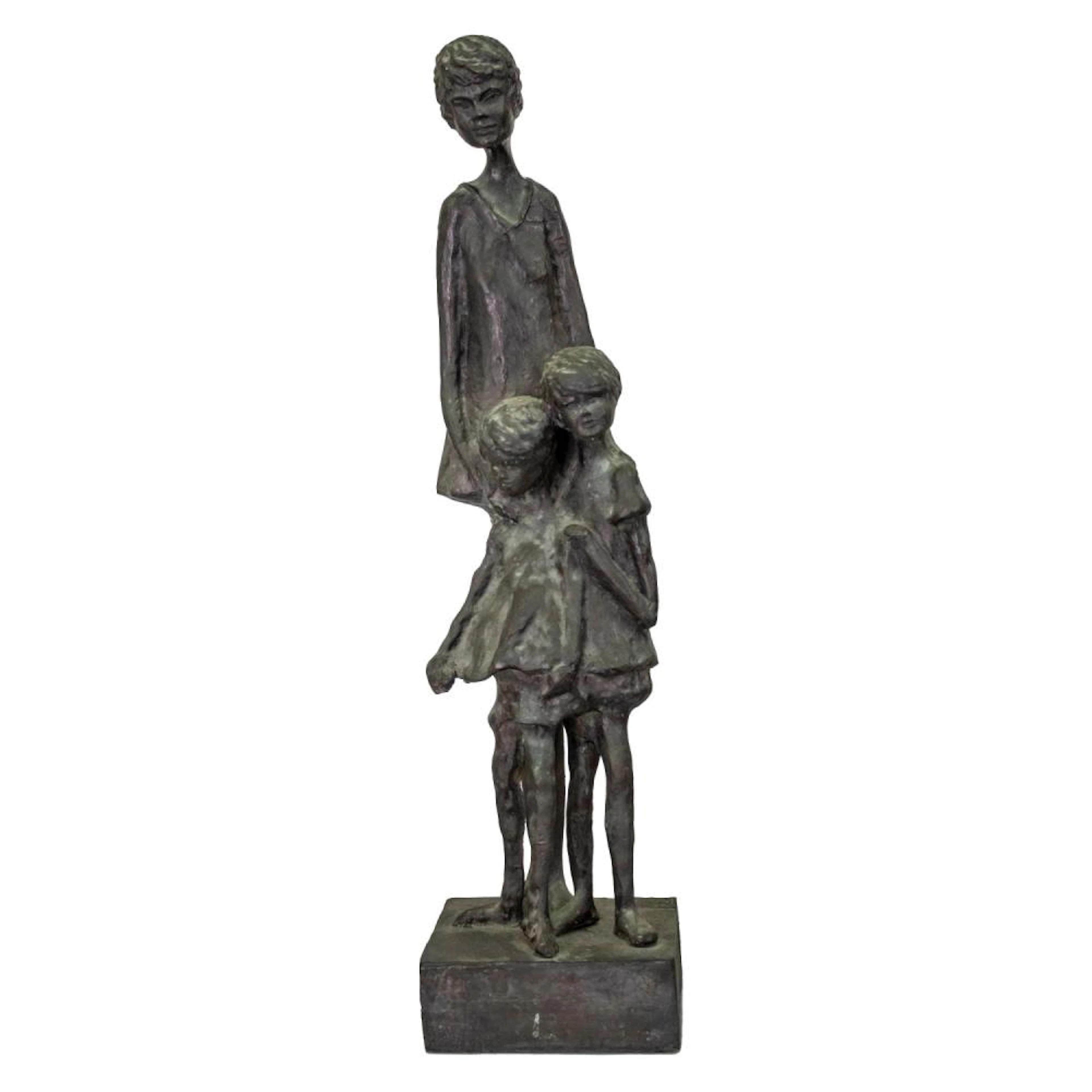 Alice Winant (Romanian, 1928-1989) - Mother and Children, Bronze Sculpture.