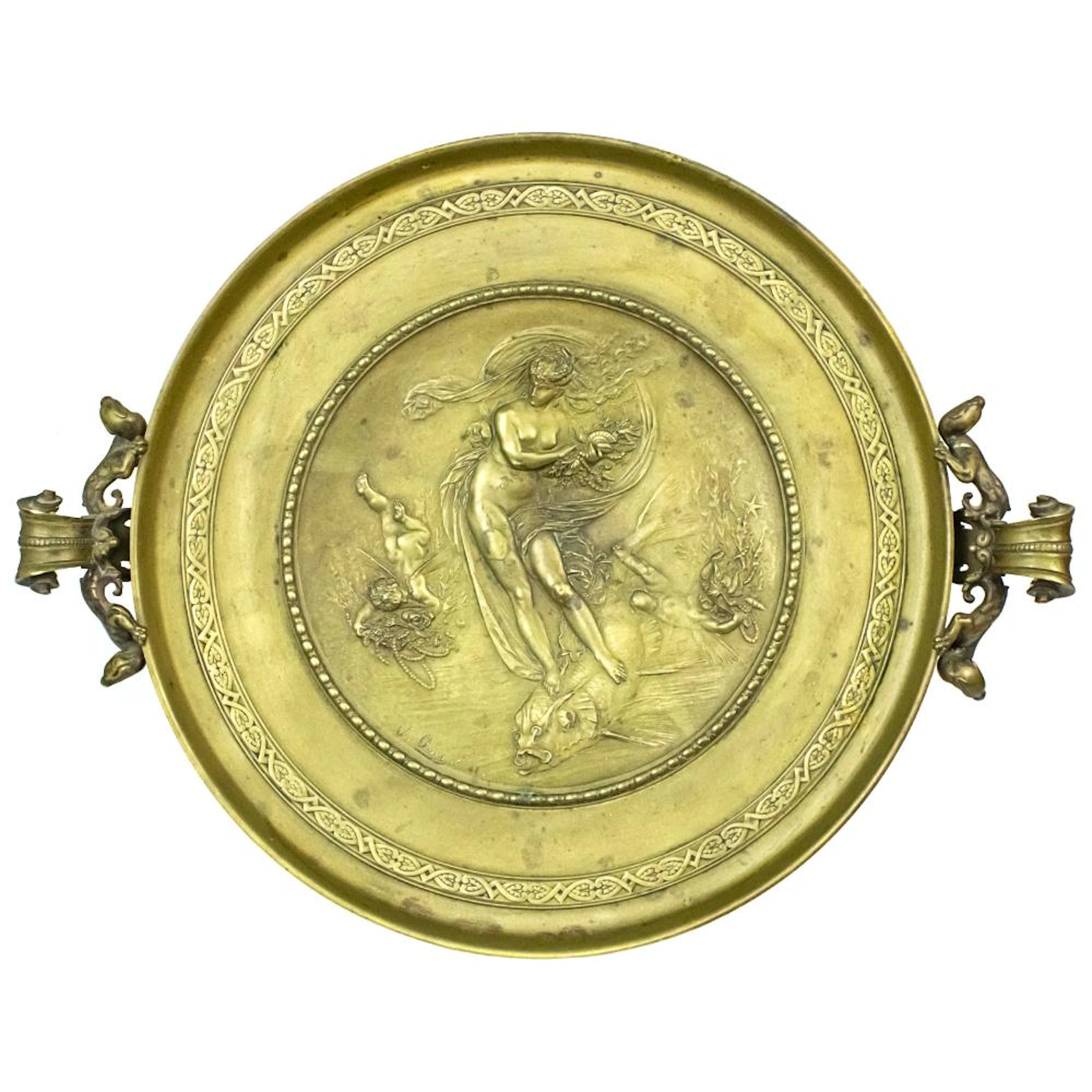 ART-NOUVEAU BRONZE TAZZA, FRANCE, CIRCA 1890.