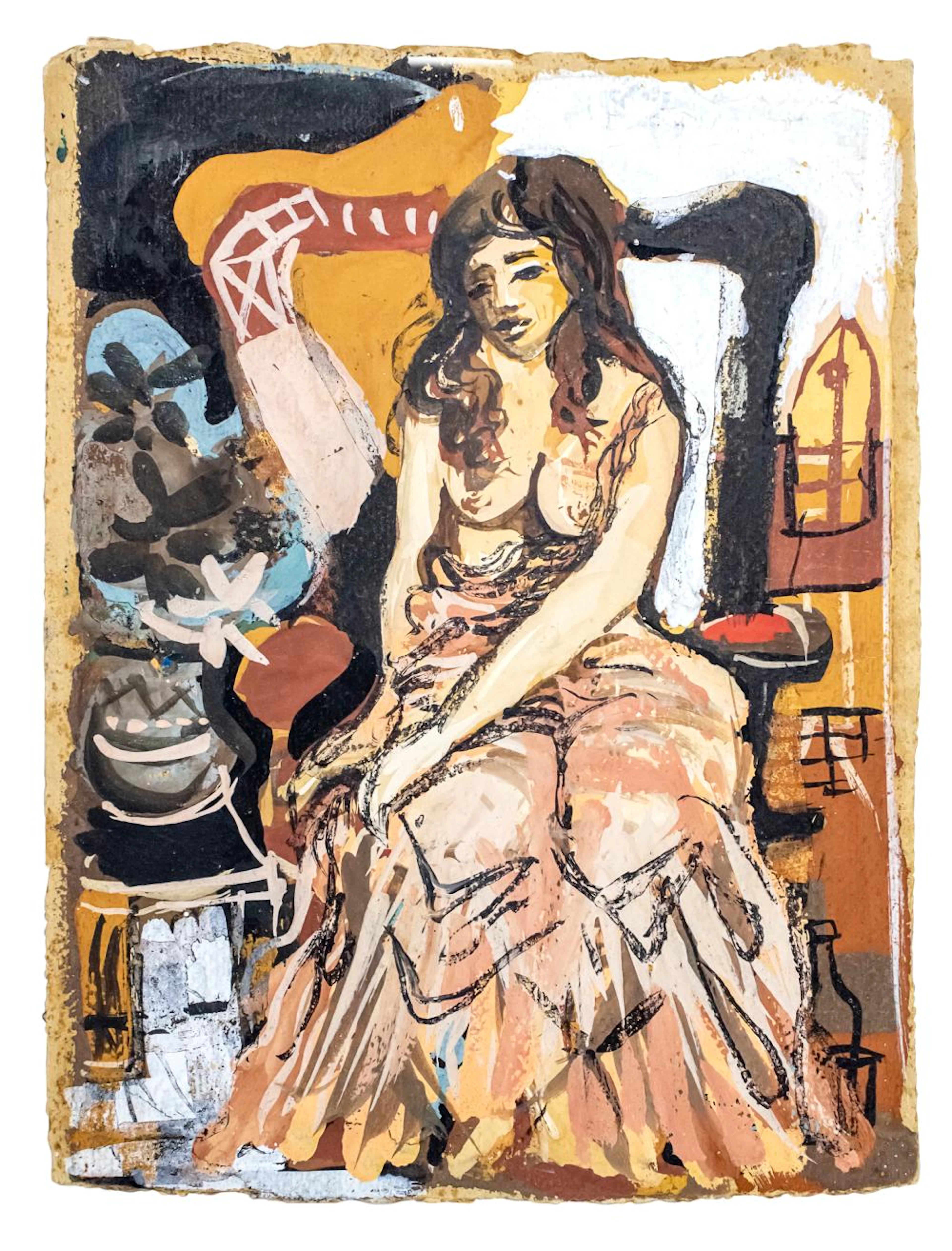 AVIGDOR ARIKHA (1929-2010) - WOMAN, GOUACHE ON CARDBOARD, 1949.