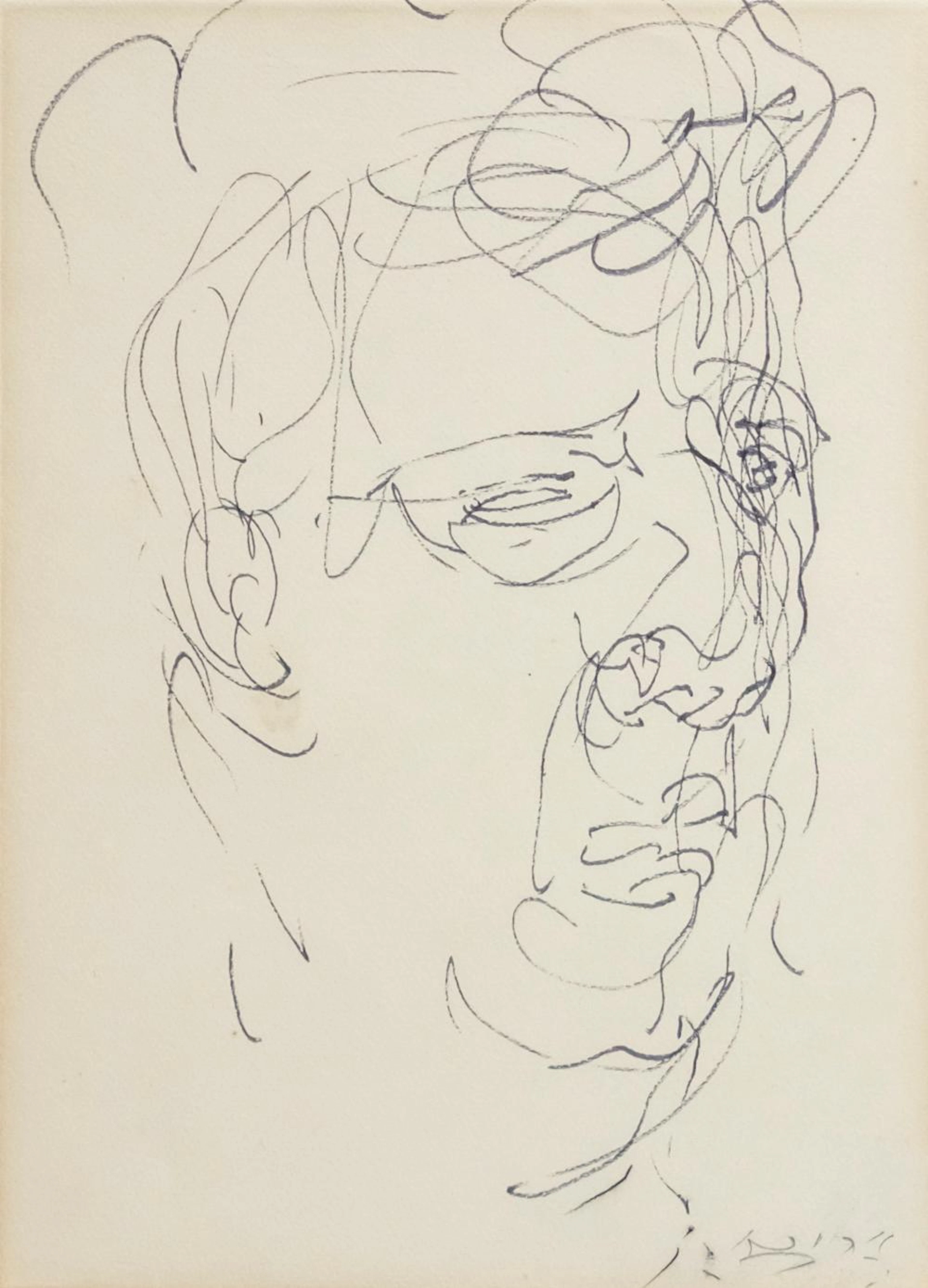 AVIGDOR ARIKHA (1929-2010) - PORTAIT OF S. YIZHAR , INK ON PAPER.