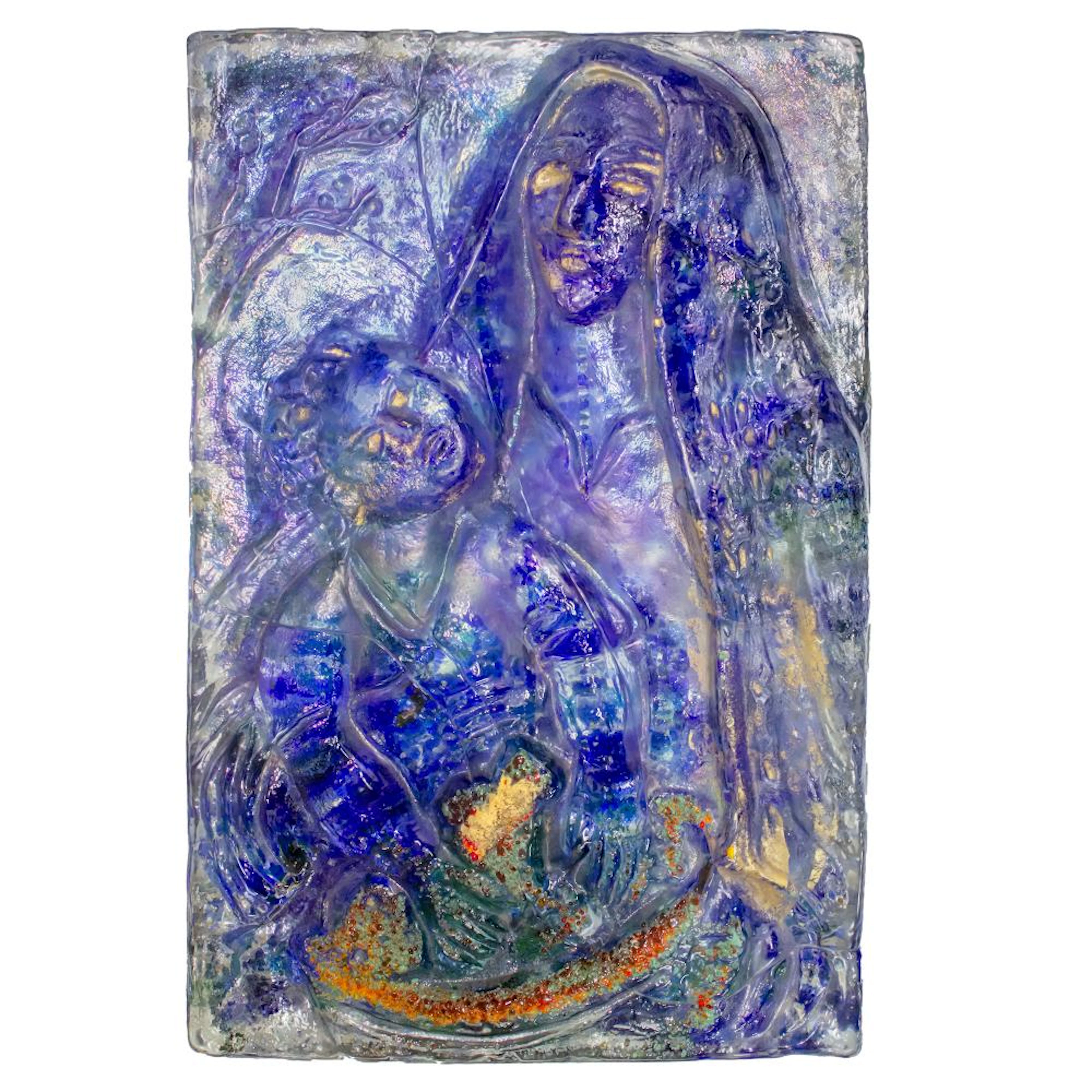 REUVEN RUBIN (1893-1974) - MOTHER AND SON, GLASS SCULPTURE, 1970.