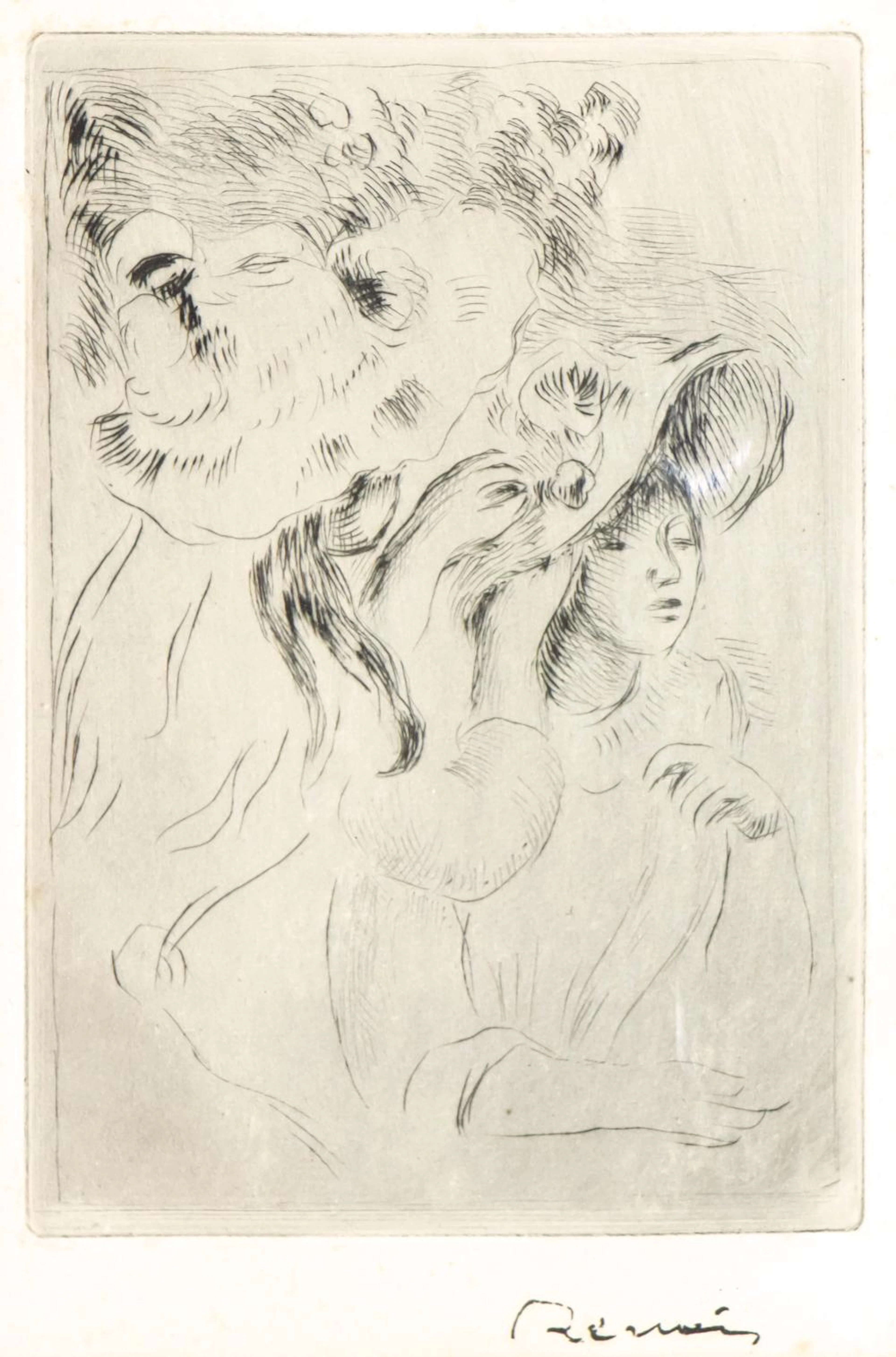 PIERRE-AUGUSTE RENOIR (FRENCH, 1841-1919) - LE CHAPEAU EPINGLE II, ETCHING.