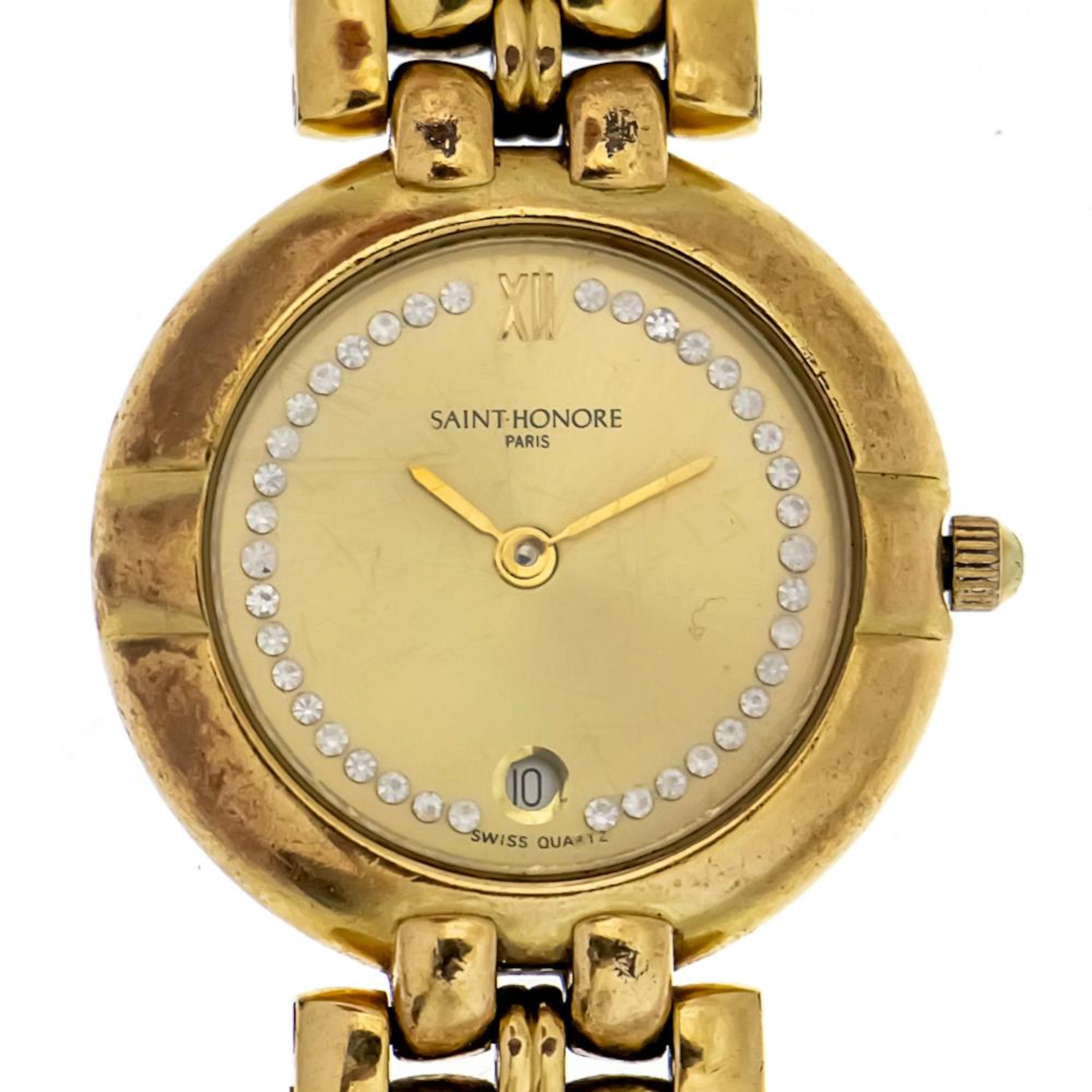 SAINT-HONORE 18K YELLOW GOLD PLATED WRIST WATCH.