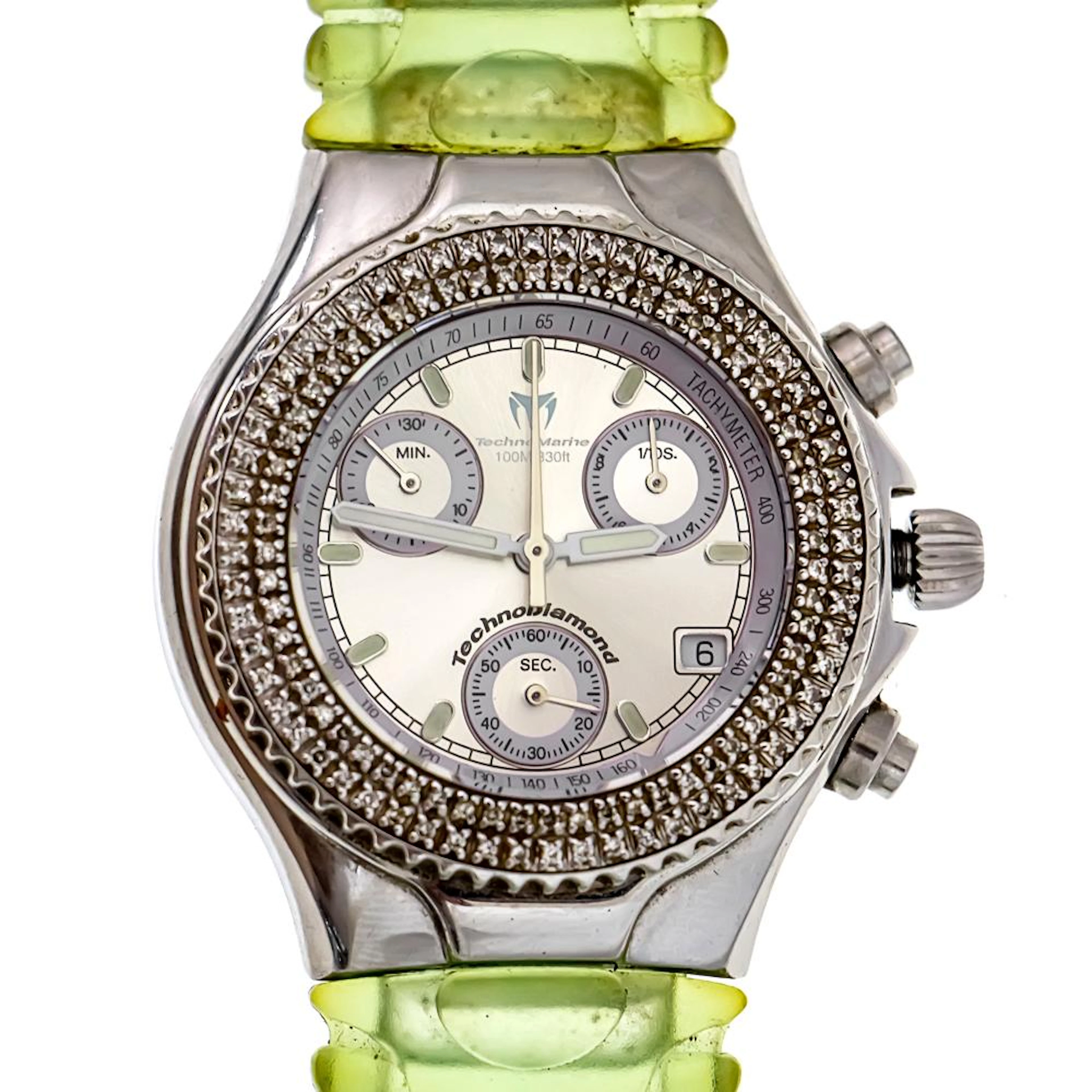 TECHNOMARINE TECHNO MILLENIUM CHRONOGRAPH STAINLESS STEEL DIAMOND WRIST WATCH.
