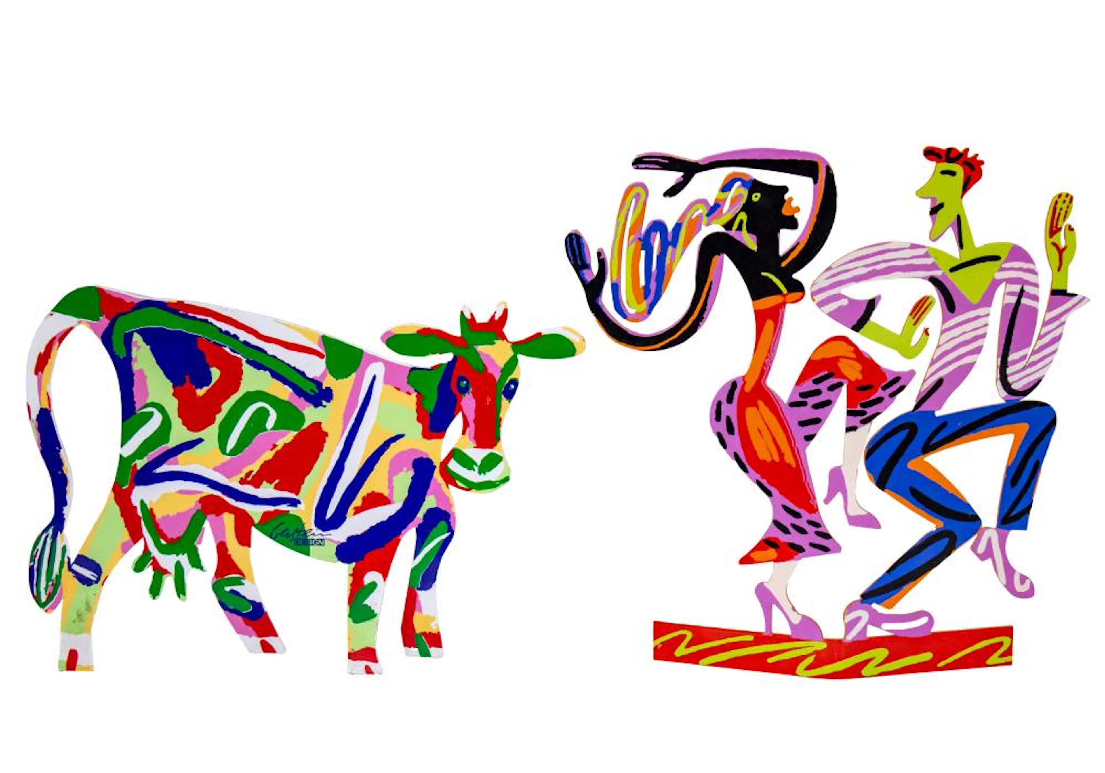 DAVID DUDU GERSTEIN (B.1944) - LOT OF TWO LASER CUT STEEL SCULPTURES.