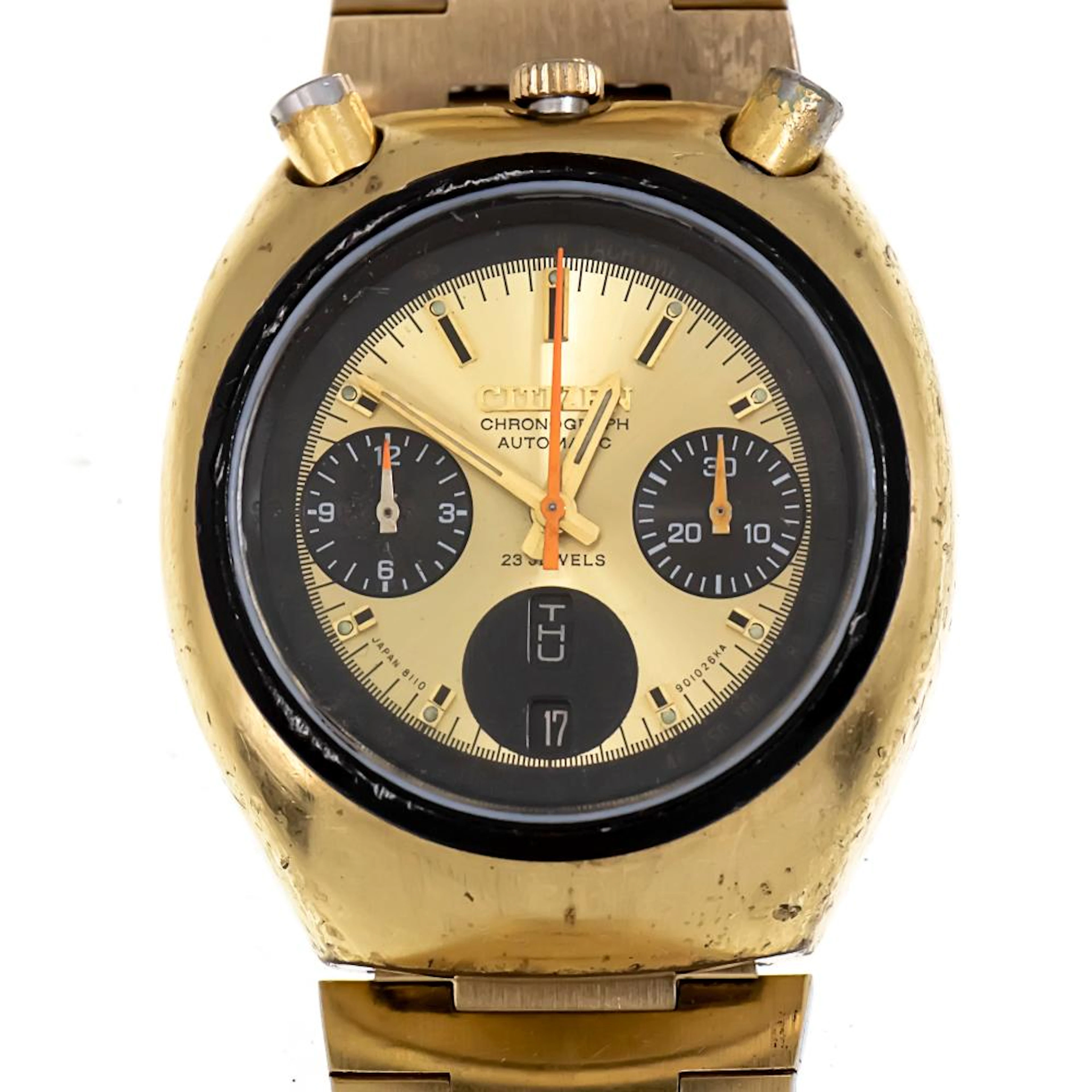 CITIZEN GOLDEN BULLHEAD AUTOMATIC CHRONOGRAPH WRIST WATCH.