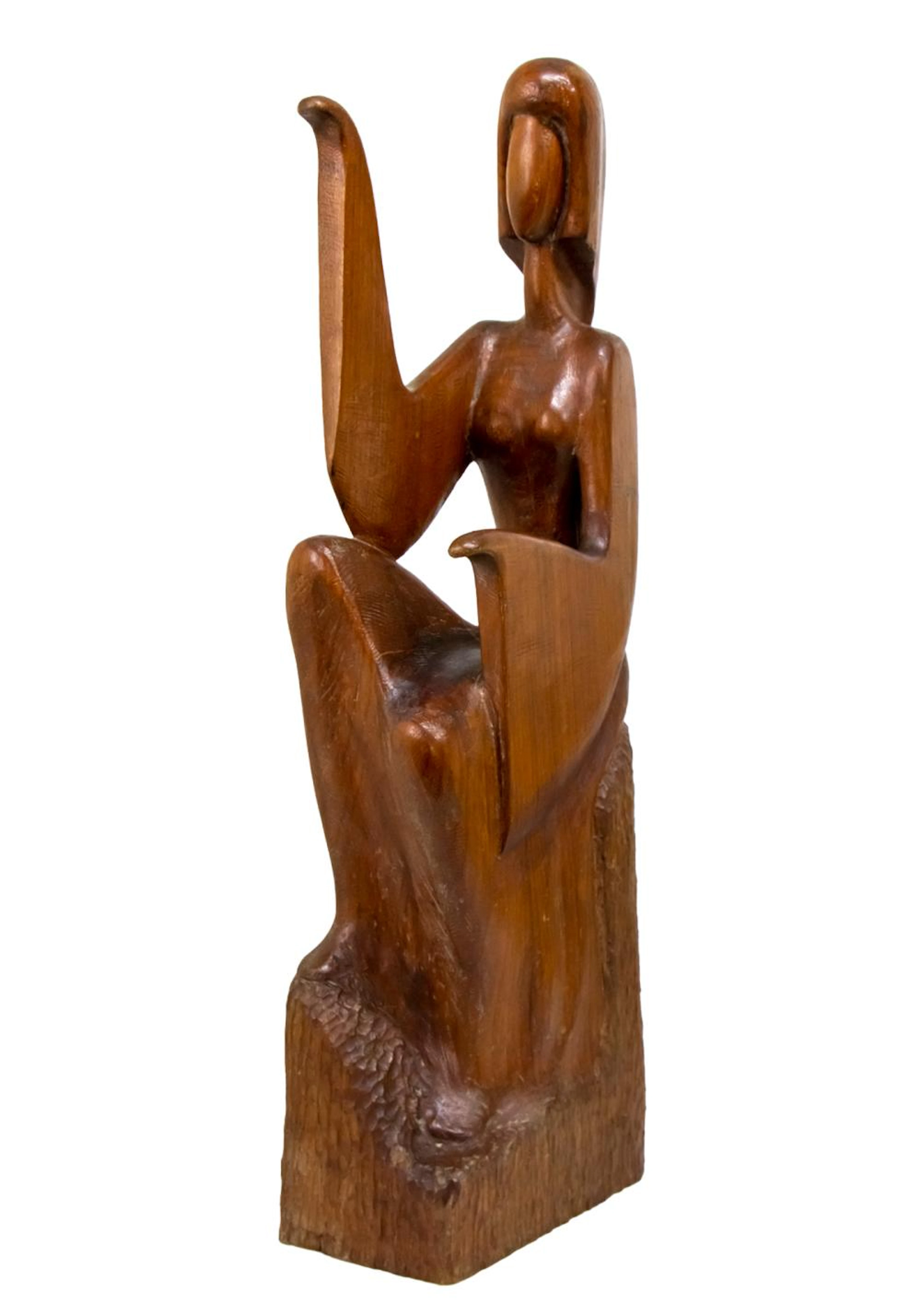 DAVID DUDA EDELSTEIN (1911-1999) - WOMAN, WOODEN SCULPTURE.