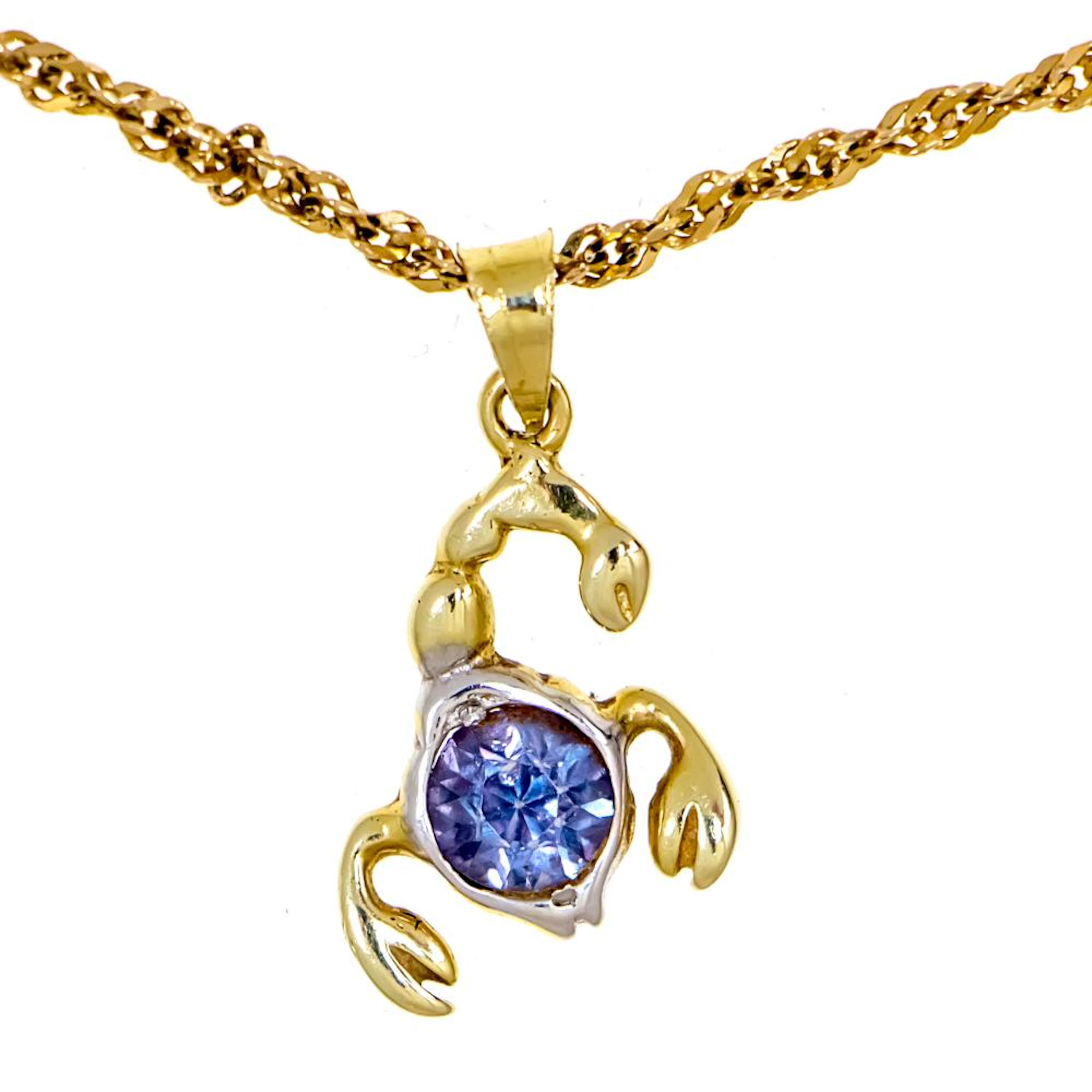 14K YELLOW GOLD NECKLACE WITH SCORPION ALEXANDRITE PENDANT.