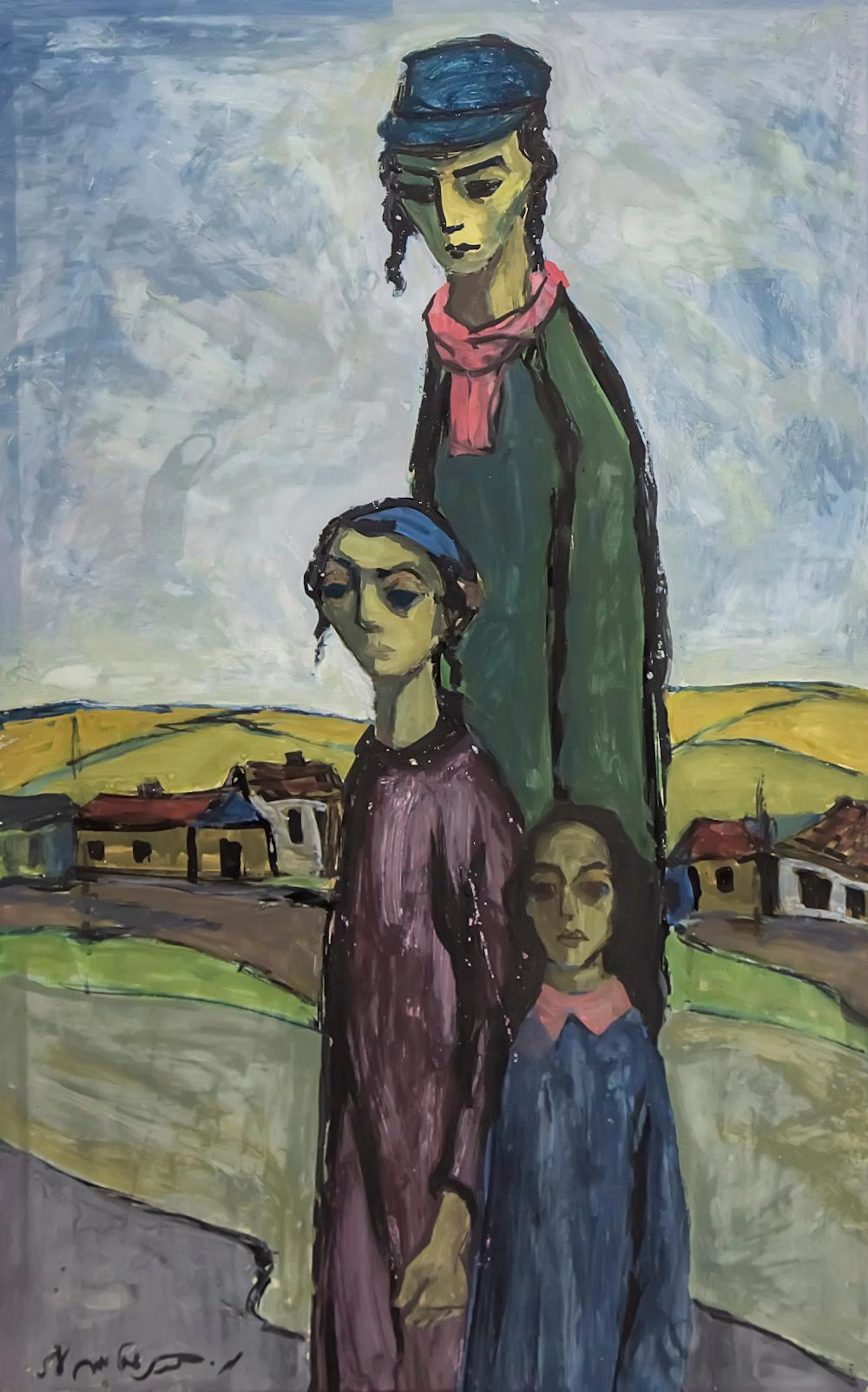 MOSHE BERNSTEIN (1920-2006) - JEWS IN THE SHTETL LANDSCAPE