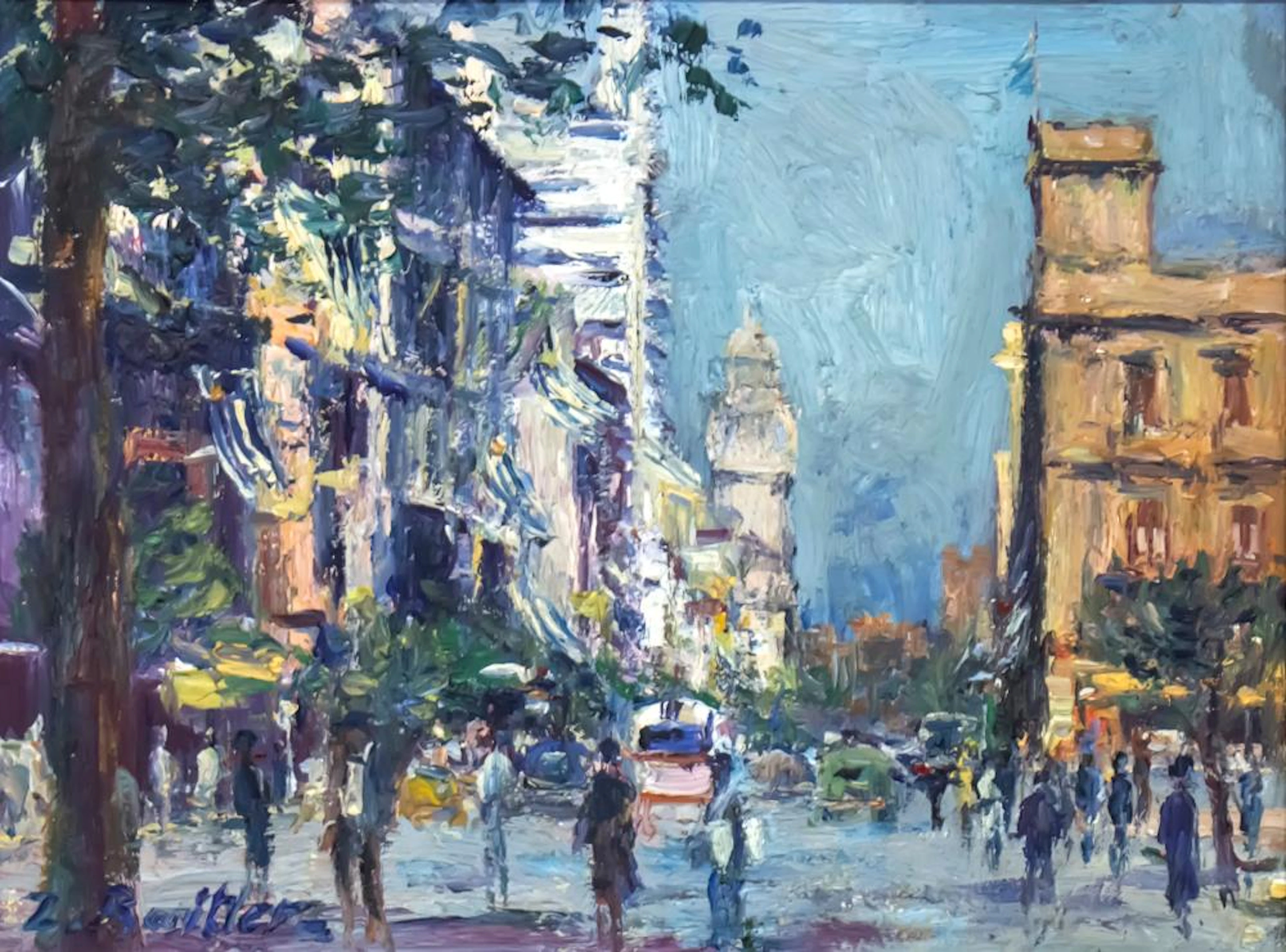 ZOMA BAITLER (URUGUAY, 1908-1994) - URBAN LANDSCAPE, OIL ON BOARD.