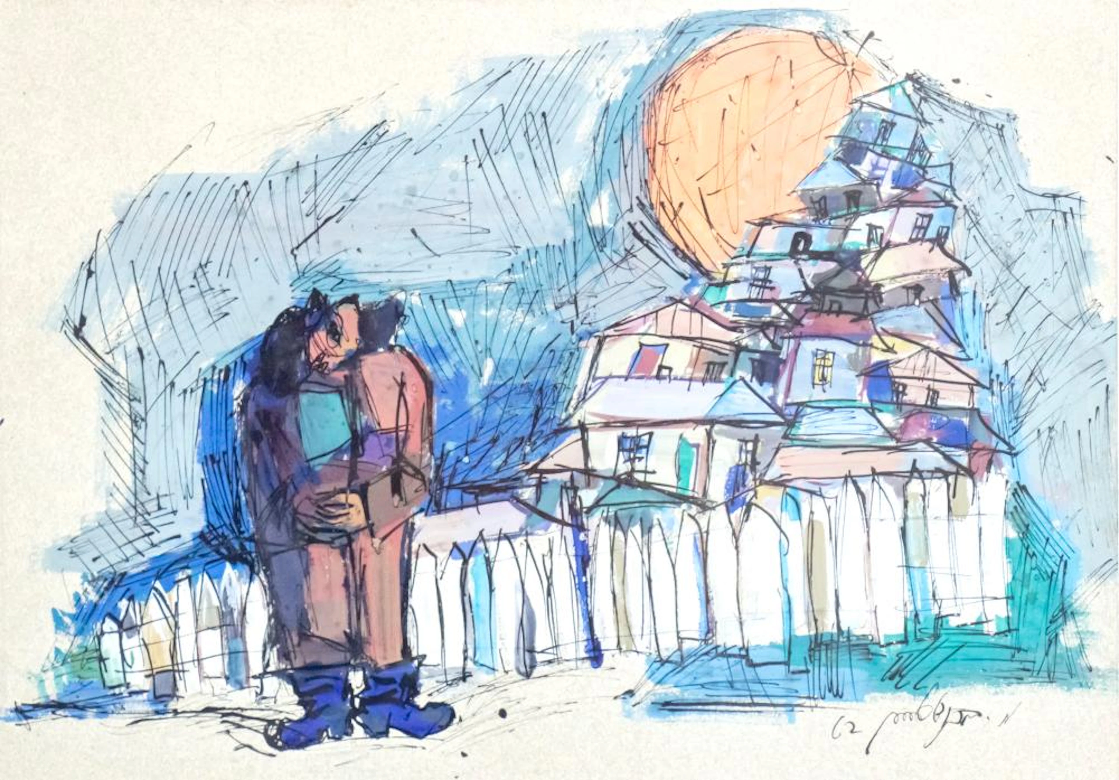 MOSHE BERNSTEIN (1920-2006) - FIGURE IN THE SHTETL