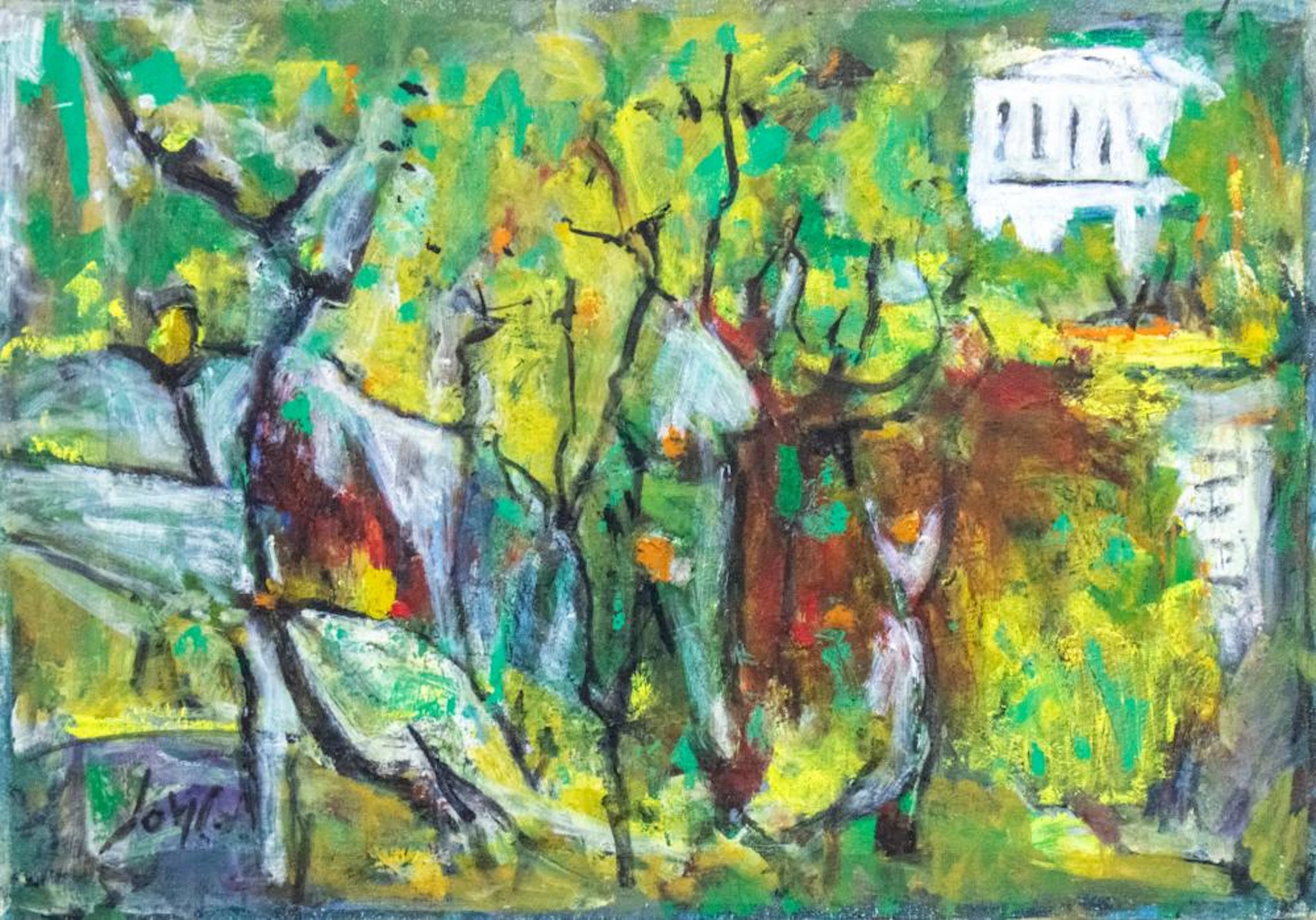 MARCEL JANCO (ROMANIA / ISRAELI, 1895-1984) - COMPOSITION, OIL ON CANVAS, 1964.