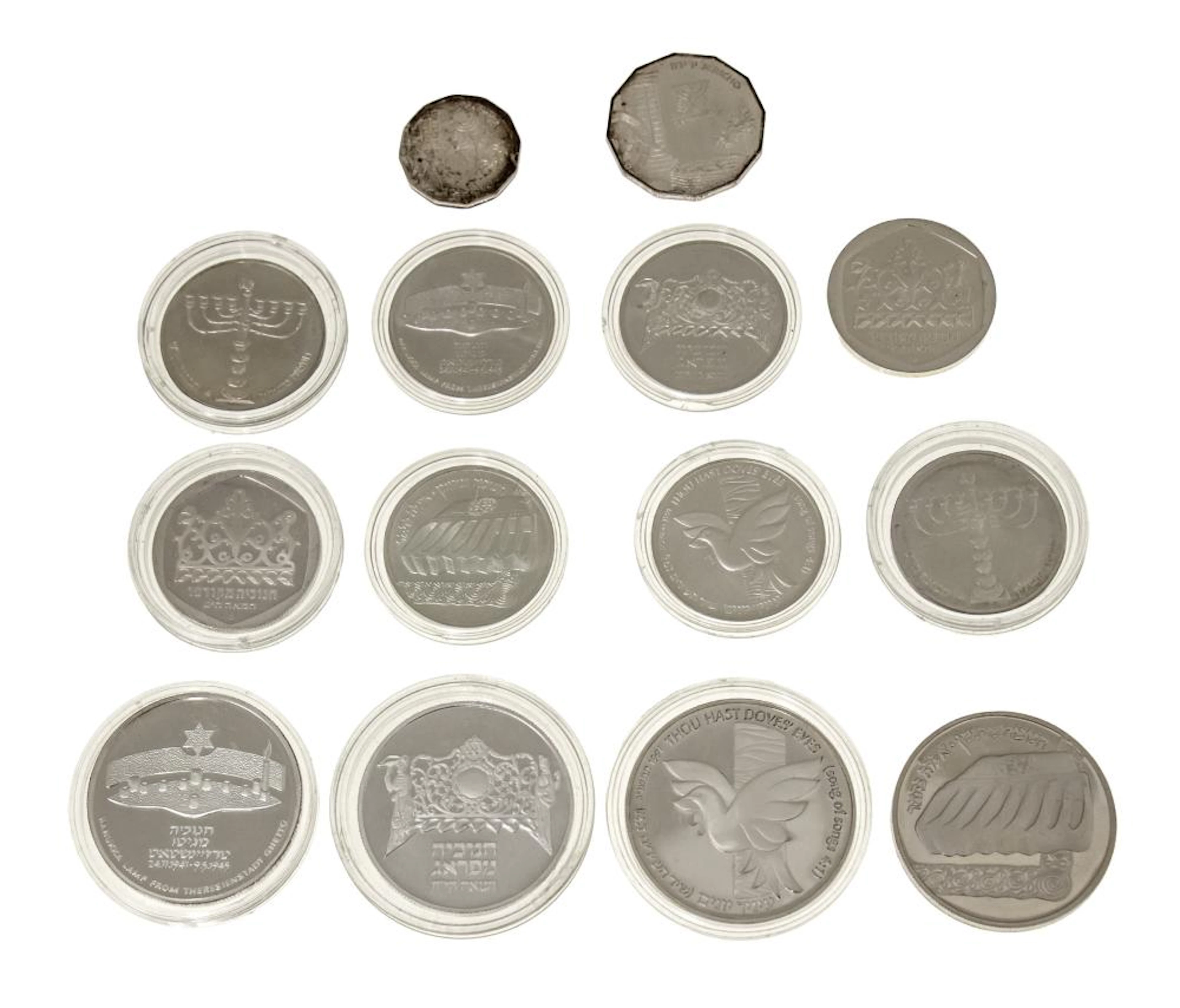 14 ISRAEL SILVER COMMEMORATIVE COINS.