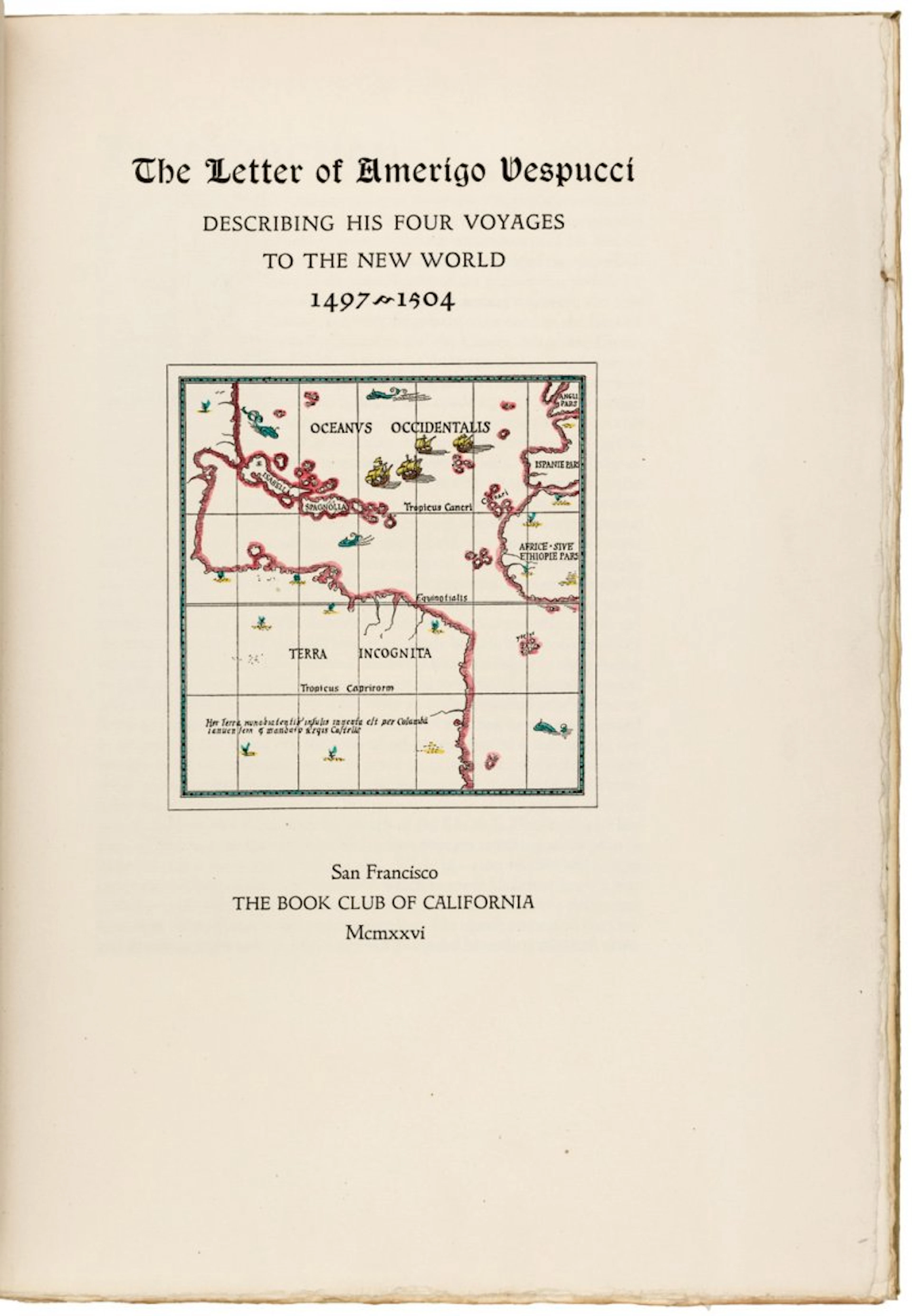 Letter of Amerigo Vespucci Grabhorn Press