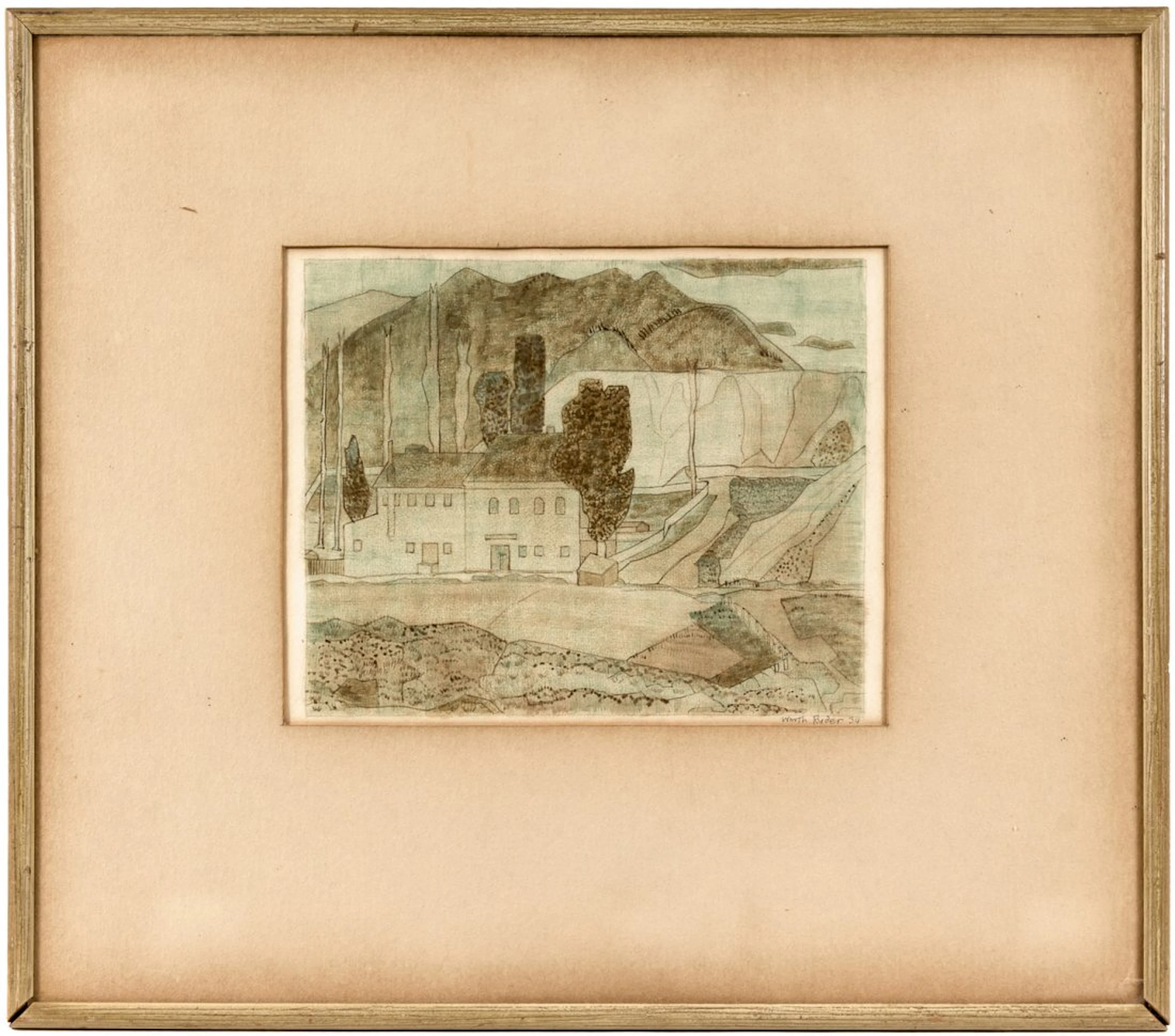 Original Worth Ryder Watercolor of Virginia City