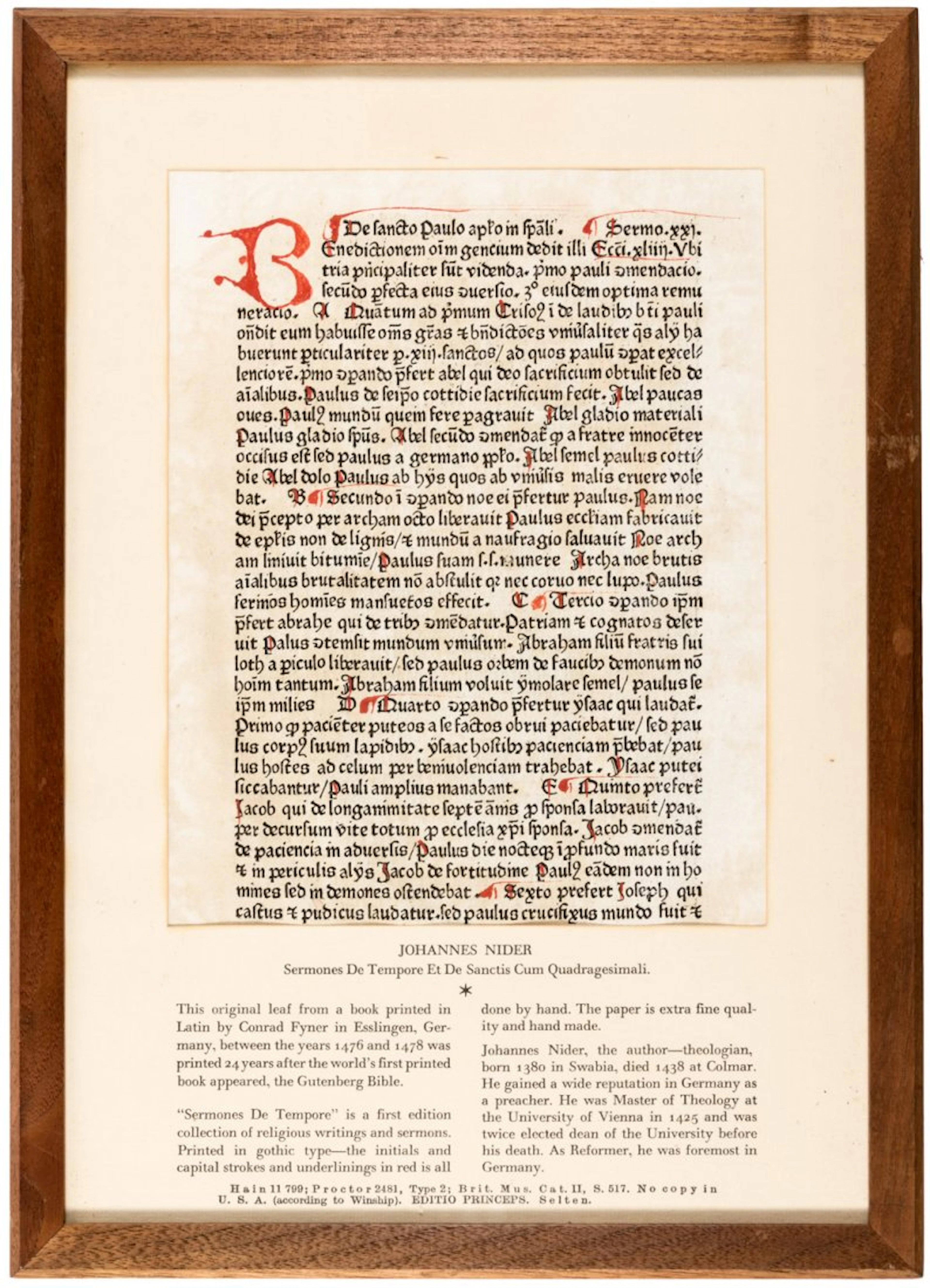 Printed leaf from Sermones De Tempore Et De Sanctis Cum