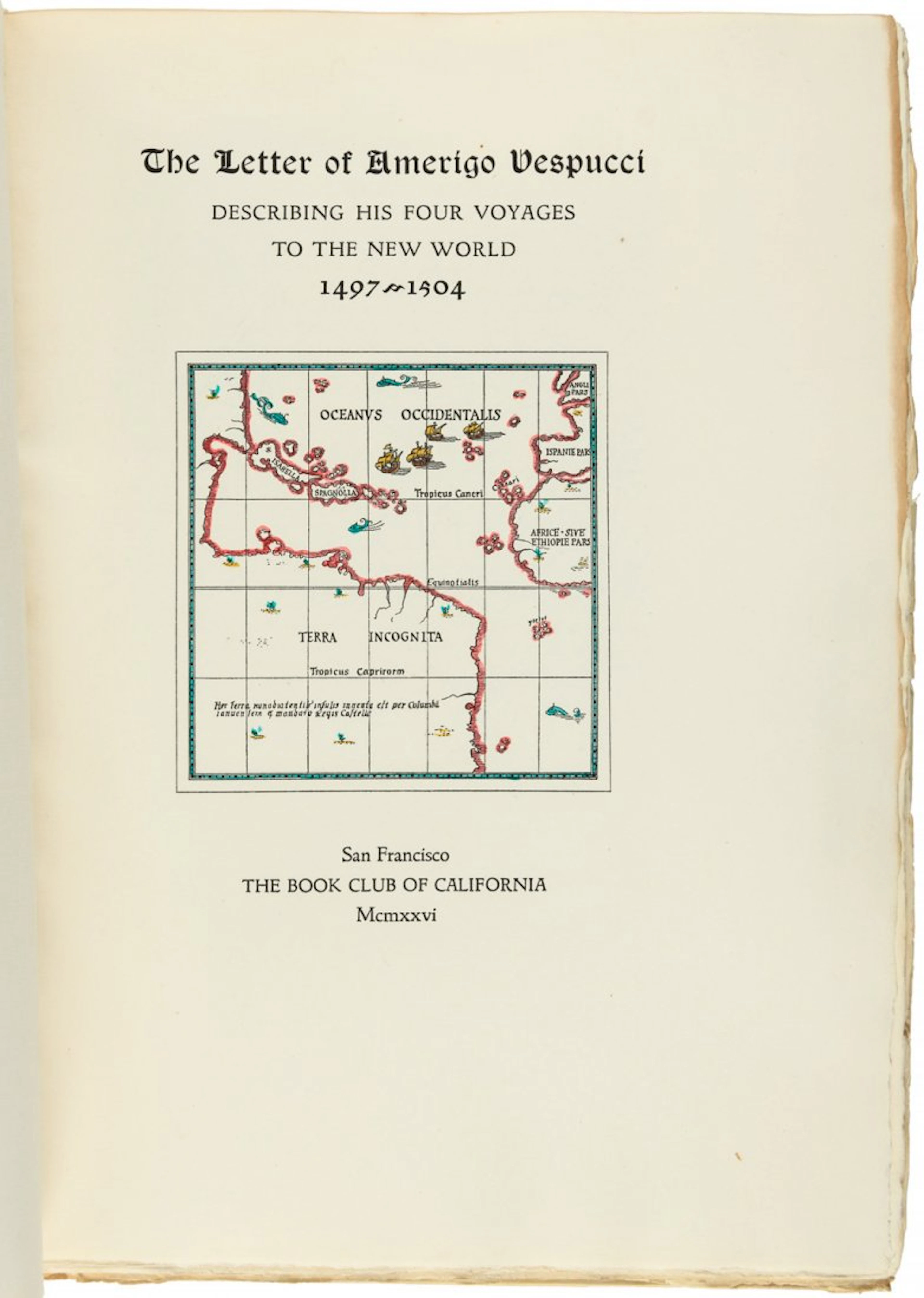 Letter of Amerigo Vespucci Grabhorn Press