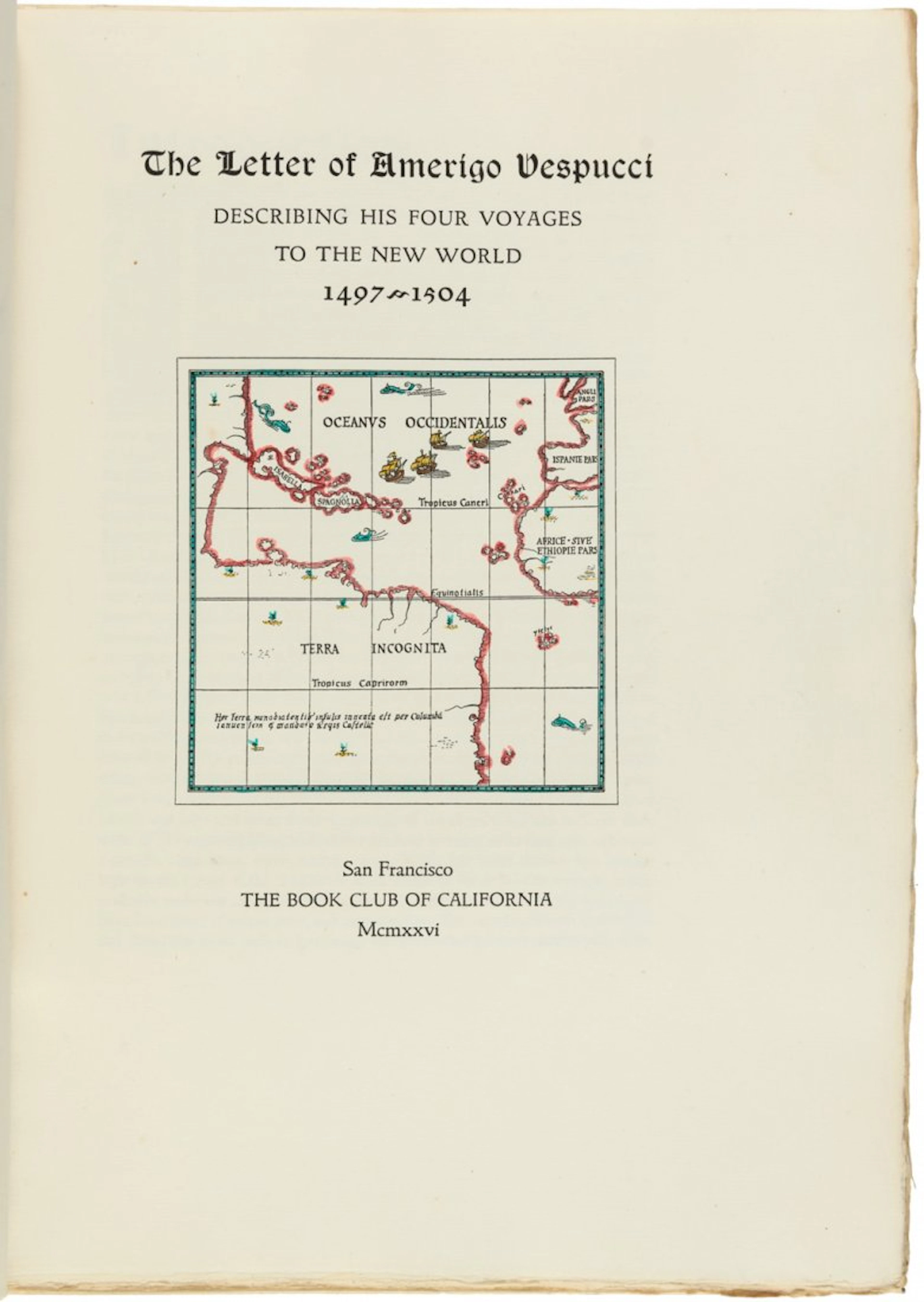 Letter of Amerigo Vespucci Grabhorn Press